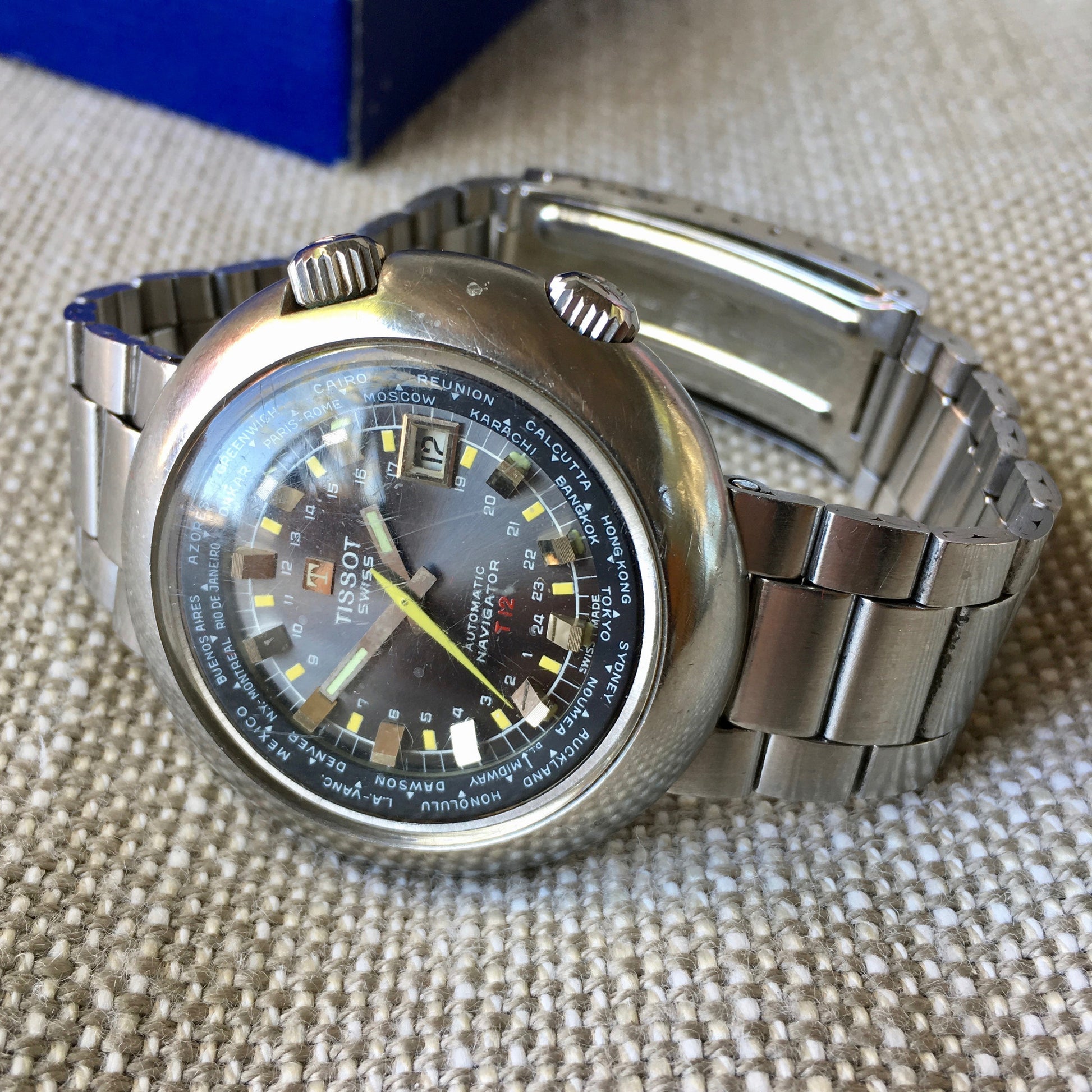 Vintage Tissot Navigator T12 Compressor 788 Automatic 44mm Wristwatch Box Papers - Hashtag Watch Company
