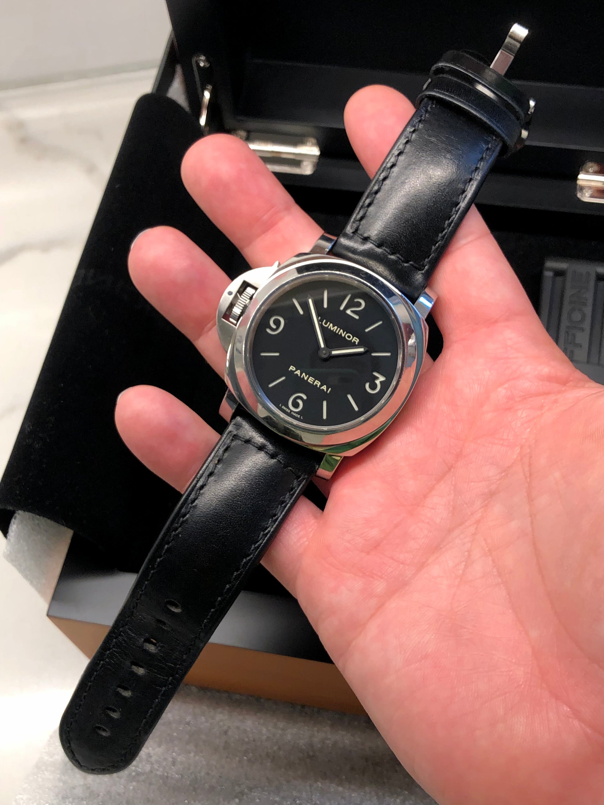 Panerai Luminor PAM 219 Base 44mm Steel Left Hand Sandwich Dial Manual Wind Wristwatch with Box and Papers - Hashtag Watch Company