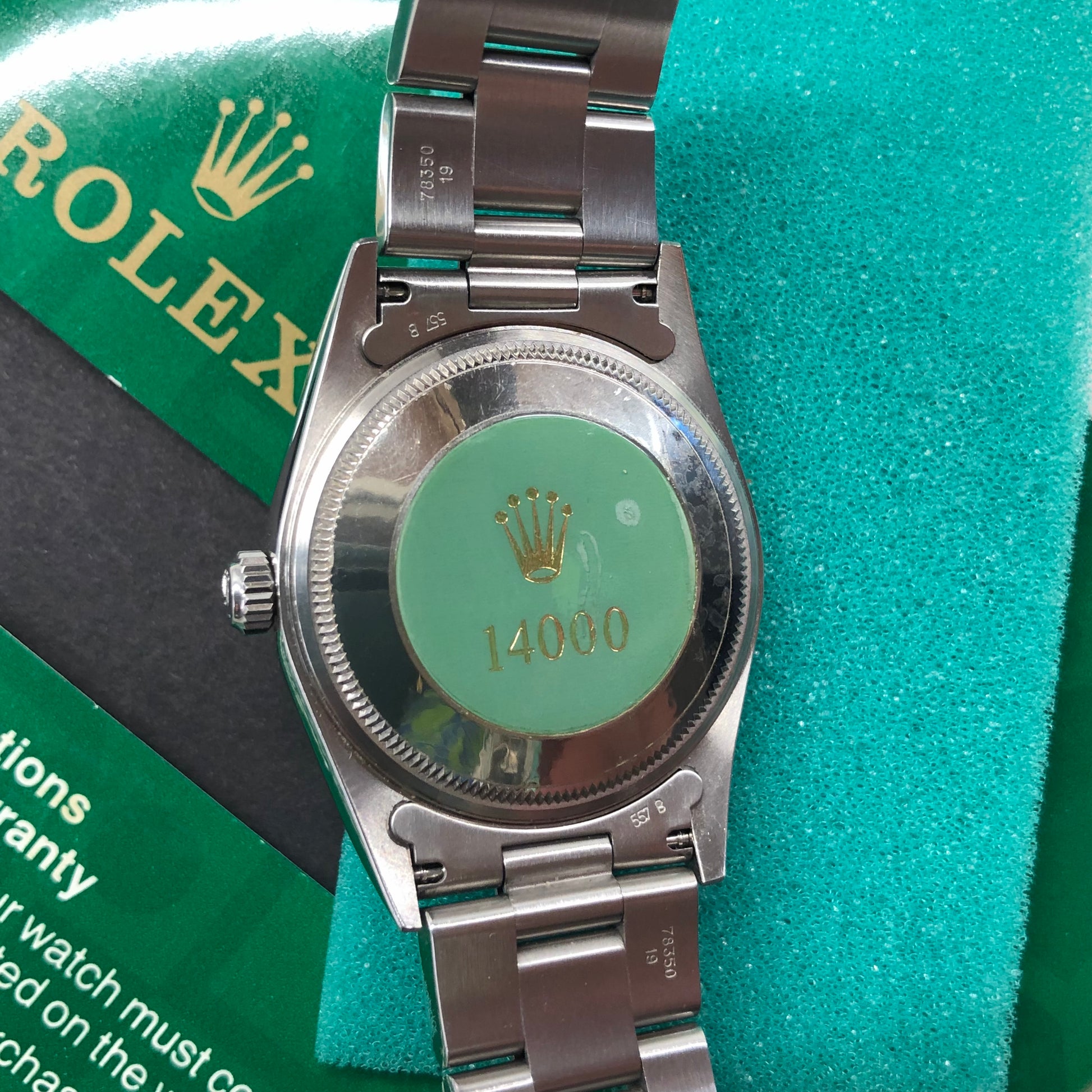2000 Rolex Air King 14000 Blue Explorer Dial Stainless Steel Wristwatch Box Papers - Hashtag Watch Company