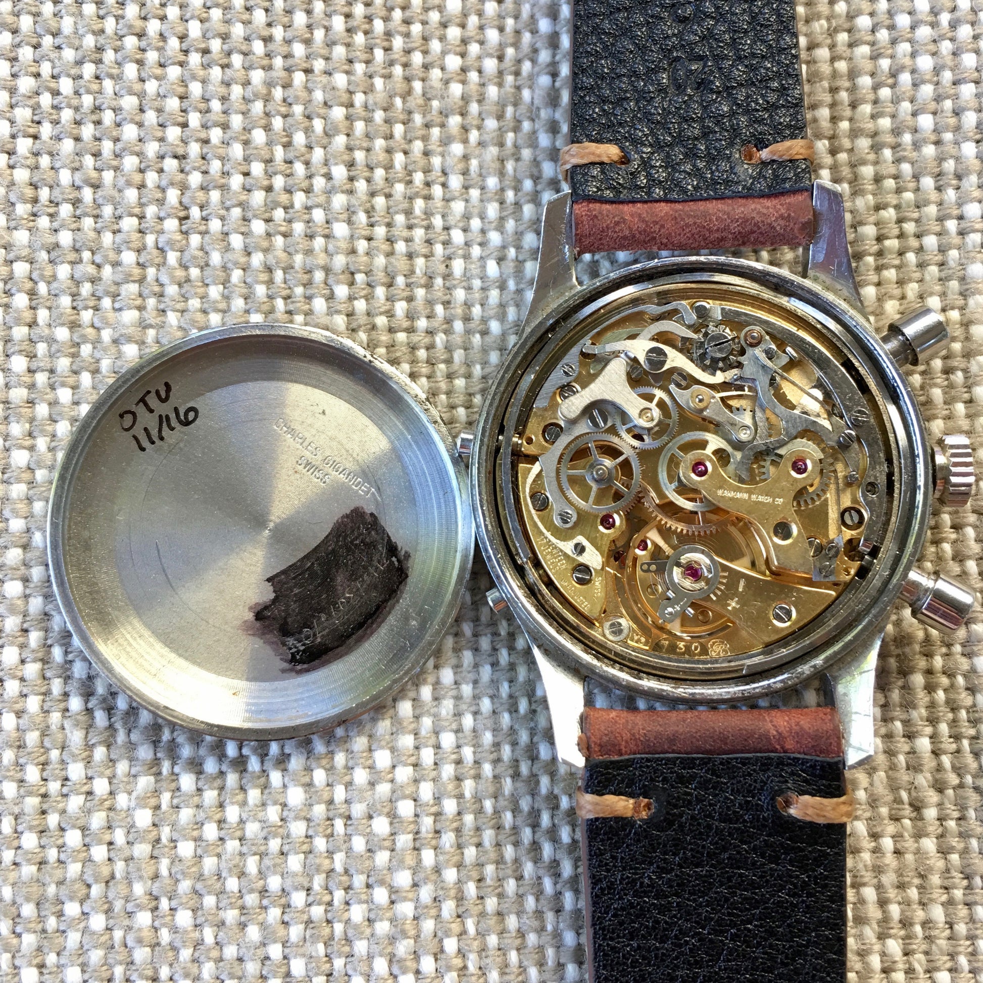 Vintage Wakmann Incabloc Steel Chronograph Triple Date 71.1309.70 Valjoux 730 Watch - Hashtag Watch Company