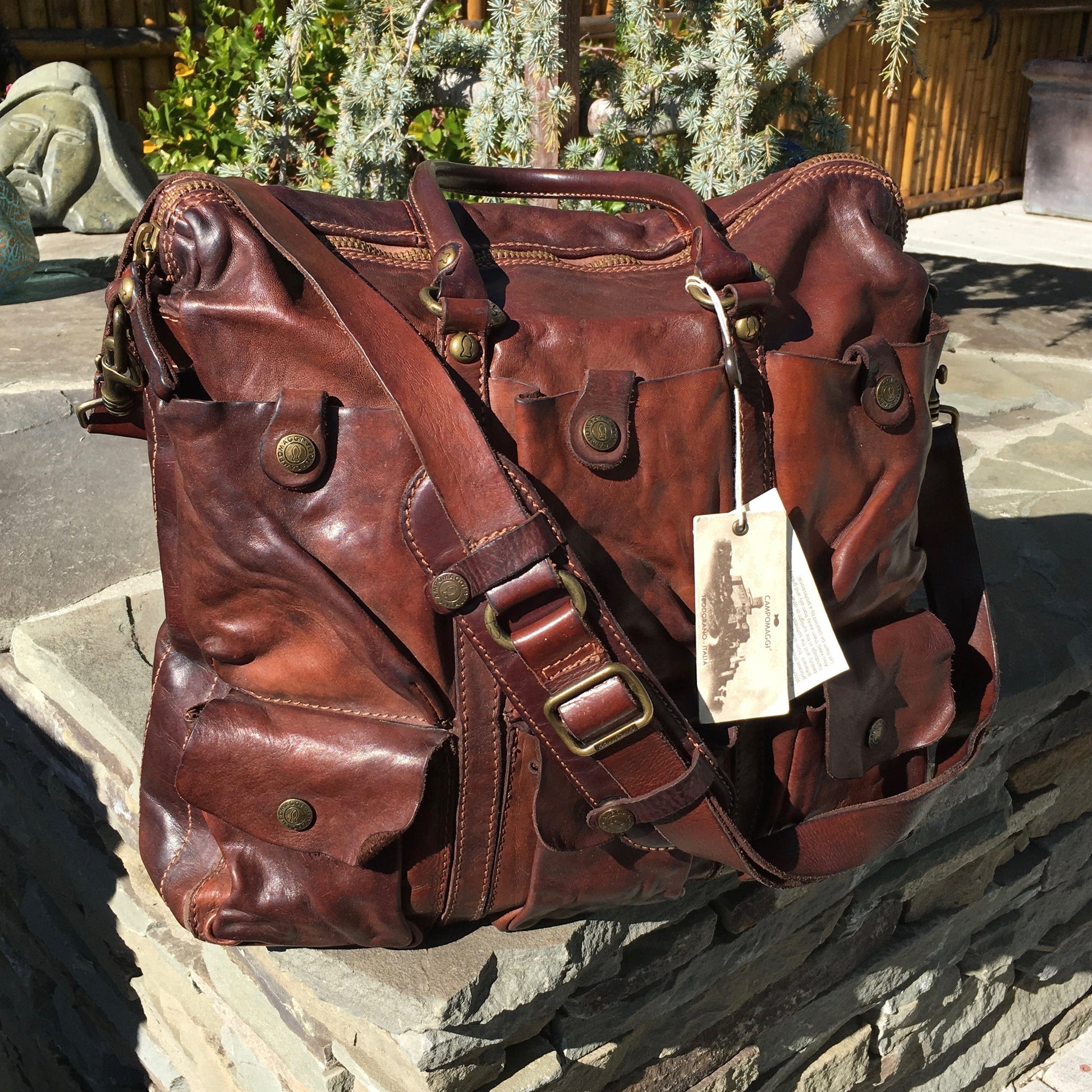 Campomaggi Overnight Shoulder Travel Dark Brown Italian Leather Bag– HASHTAGWATCHCO