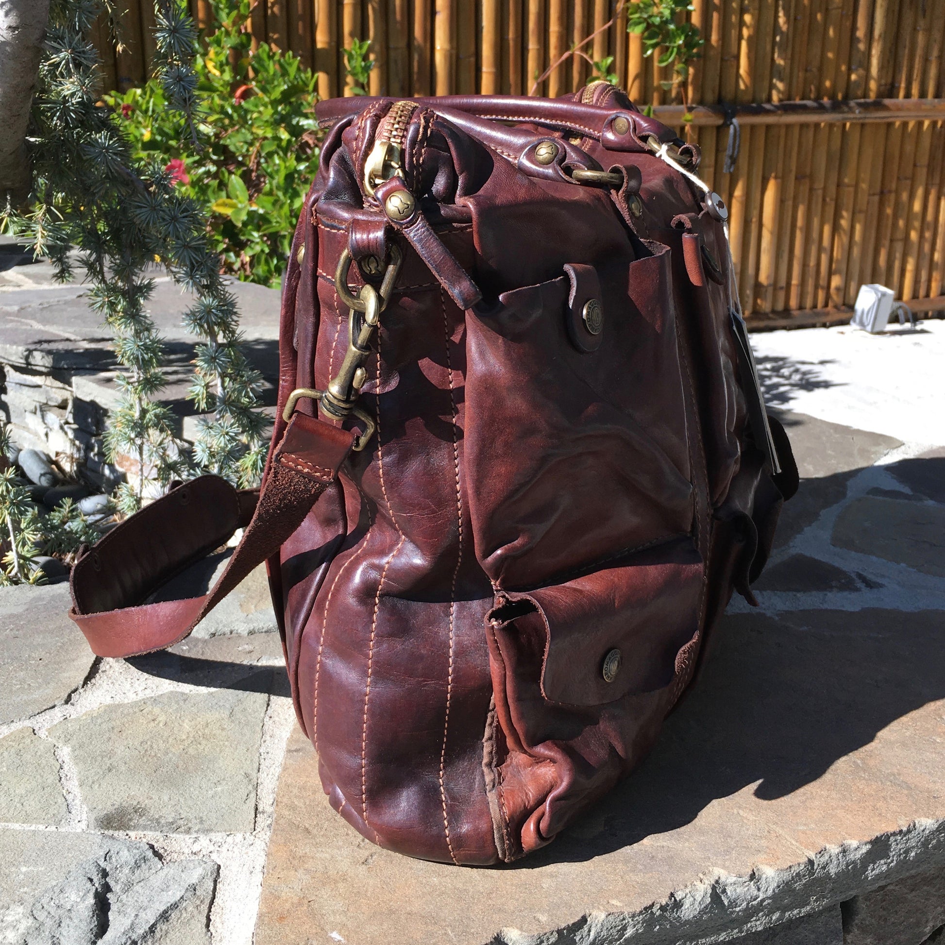 campomaggi leather backpack Campomaggi Overnight Shoulder Travel Dark Brown Italian Leather Bag– HASHTAGWATCHCO
