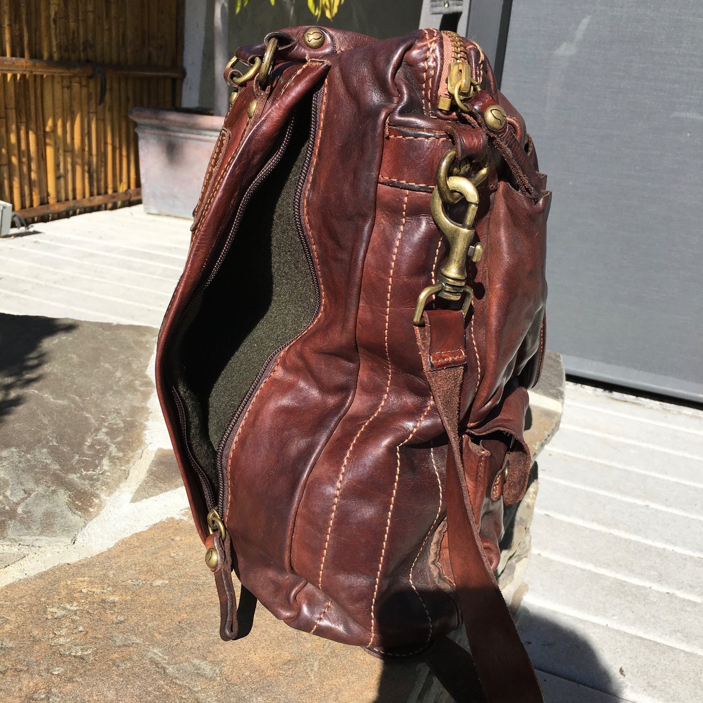 Campomaggi Overnight Shoulder Travel Dark Brown Italian Leather Bag - Hashtag Watch Company