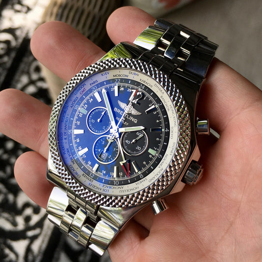Breitling for Bentley A47362 Stainless Steel GMT Chronograph Automatic 49mm Wristwatch - Hashtag Watch Company