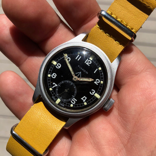 Vintage Timor WWW British Military Dirty Dozen WWII Black Cal. 6060 Wristwatch - Hashtag Watch Company