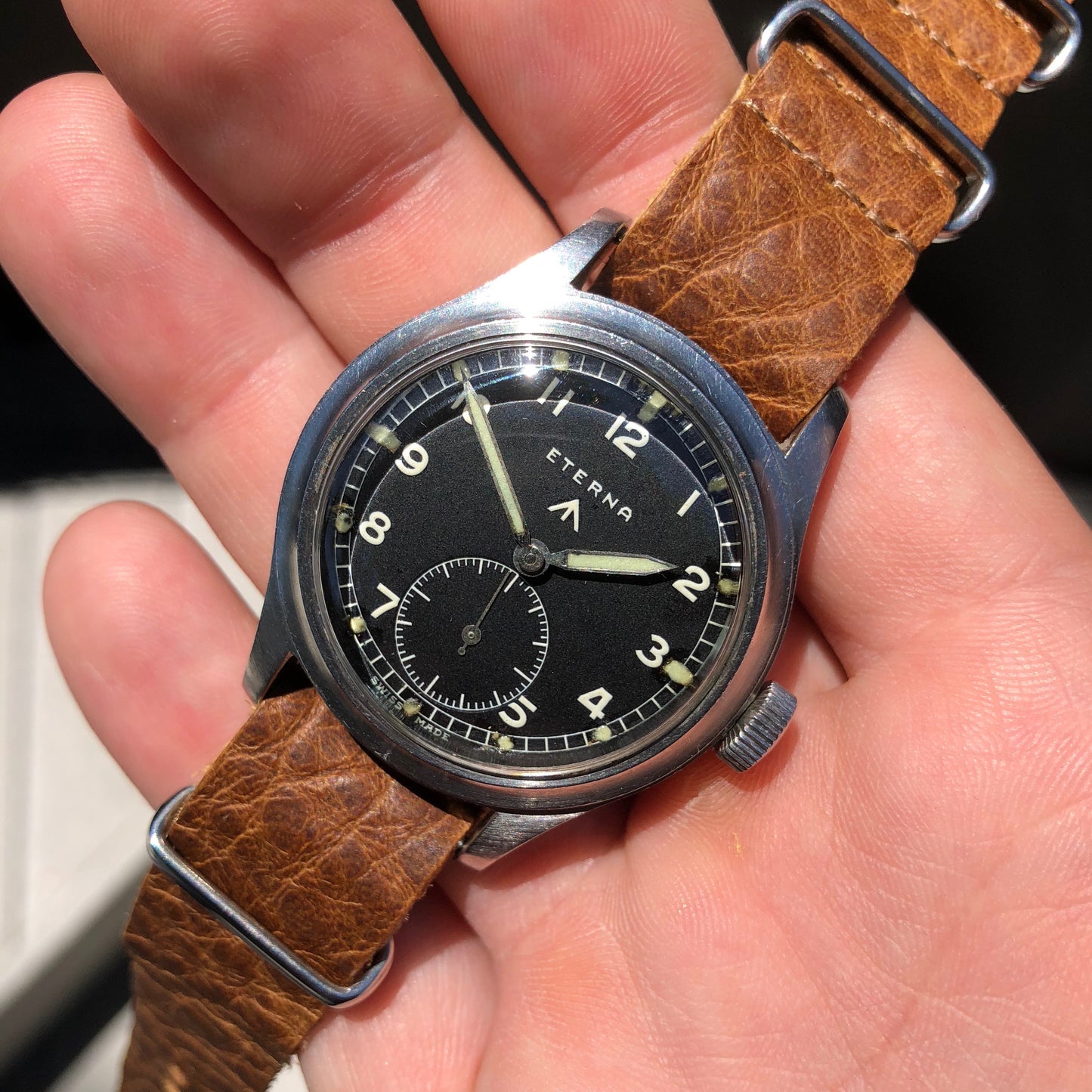 Vintage Eterna WWW British Military Dirty Dozen WWII Black Cal. 520H Wristwatch - Hashtag Watch Company