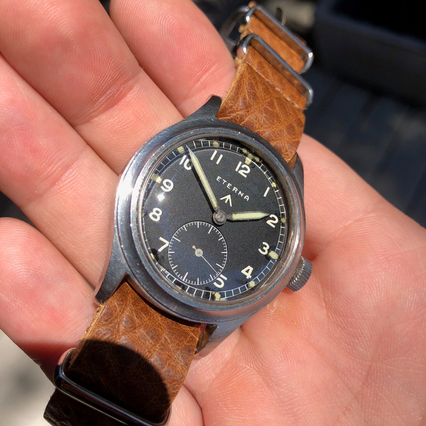 Vintage Eterna WWW British Military Dirty Dozen WWII Black Cal. 520H Wristwatch - Hashtag Watch Company