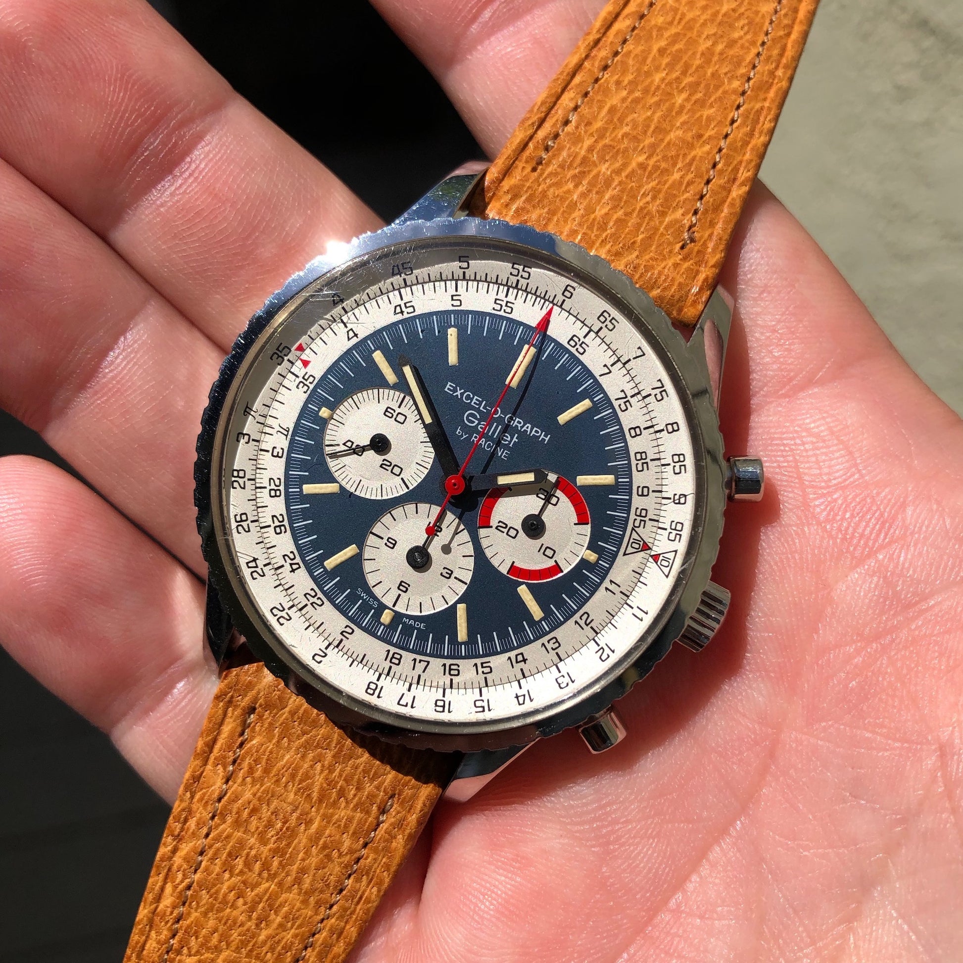 Vintage Gallet MultiChron Racine Excel-O-Graph Steel Chronograph EP 40.68 Wristwatch - Hashtag Watch Company
