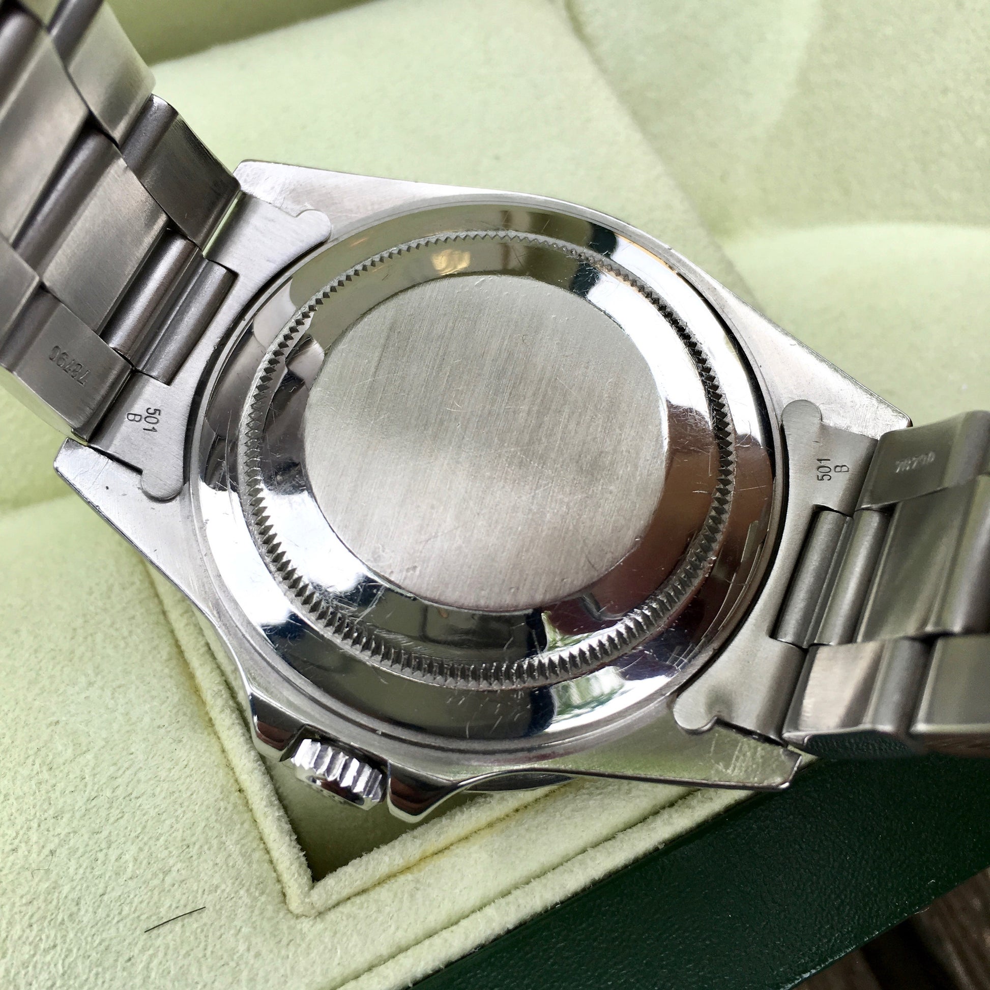 Rolex GMT Master II 16710 Stainless Steel Pepsi "U" Serial Wristwatch Box Papers Circa 1997 - Hashtag Watch Company