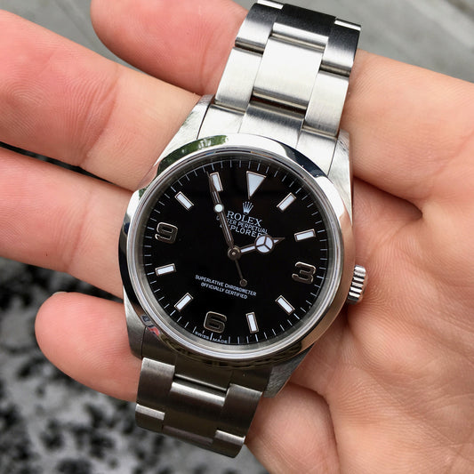 Rolex Explorer 114270 Steel Caliber 3130 "K" 2001 Automatic Black Watch Box Papers - Hashtag Watch Company