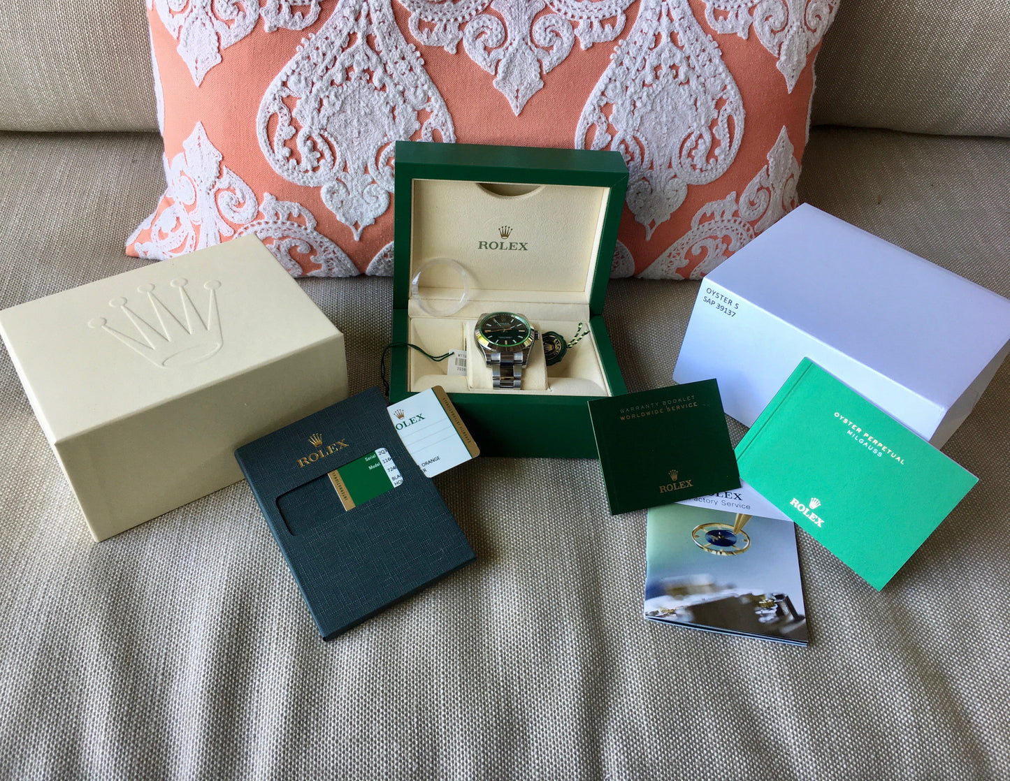 Rolex Milgauss Green 116400GV Stainless Steel Wristwatch Box Papers Circa 2017 - Hashtag Watch Company