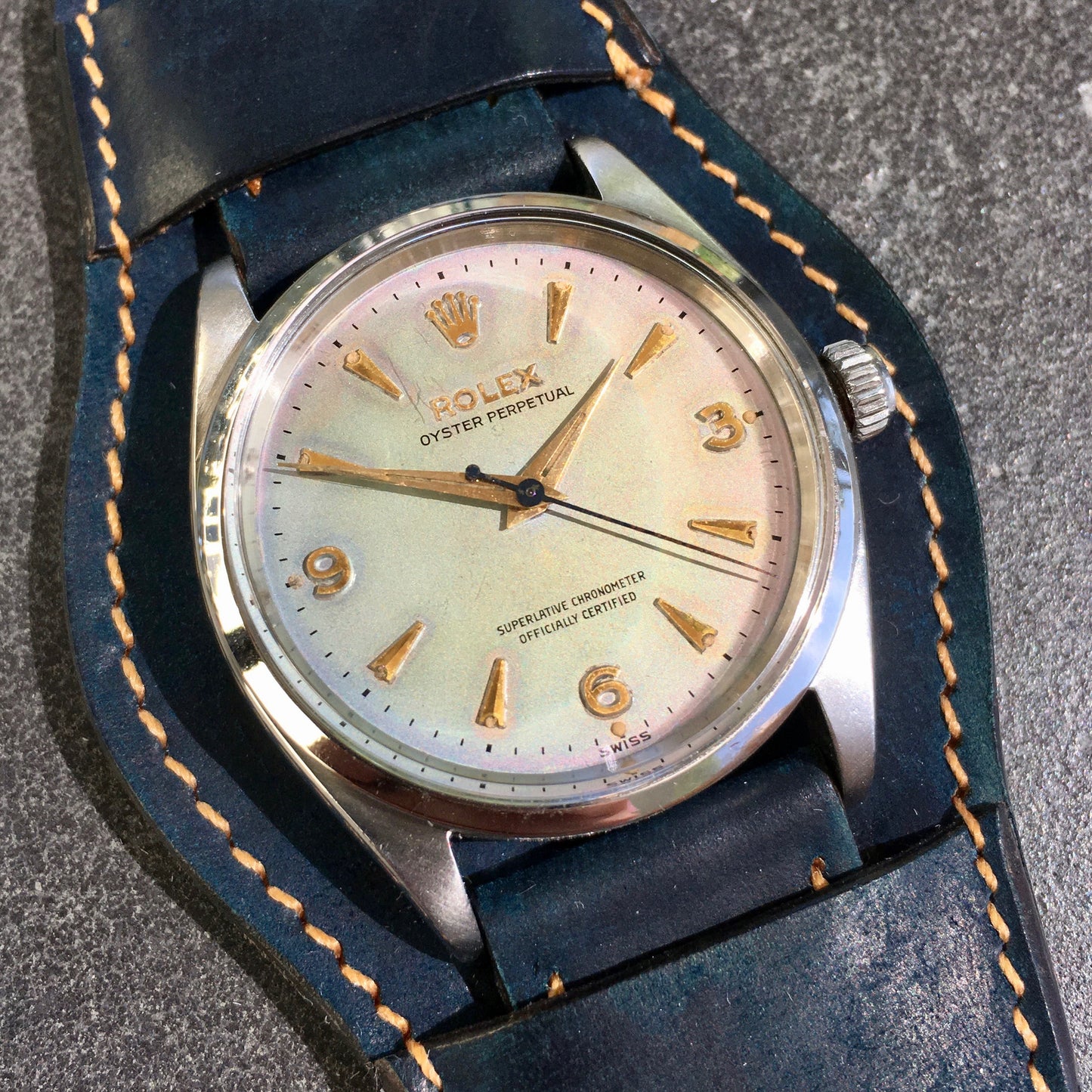 Vintage Rolex Oyster Perpetual 1002 RARE Iridescent Stainless Steel 1960 Wristwatch - Hashtag Watch Company