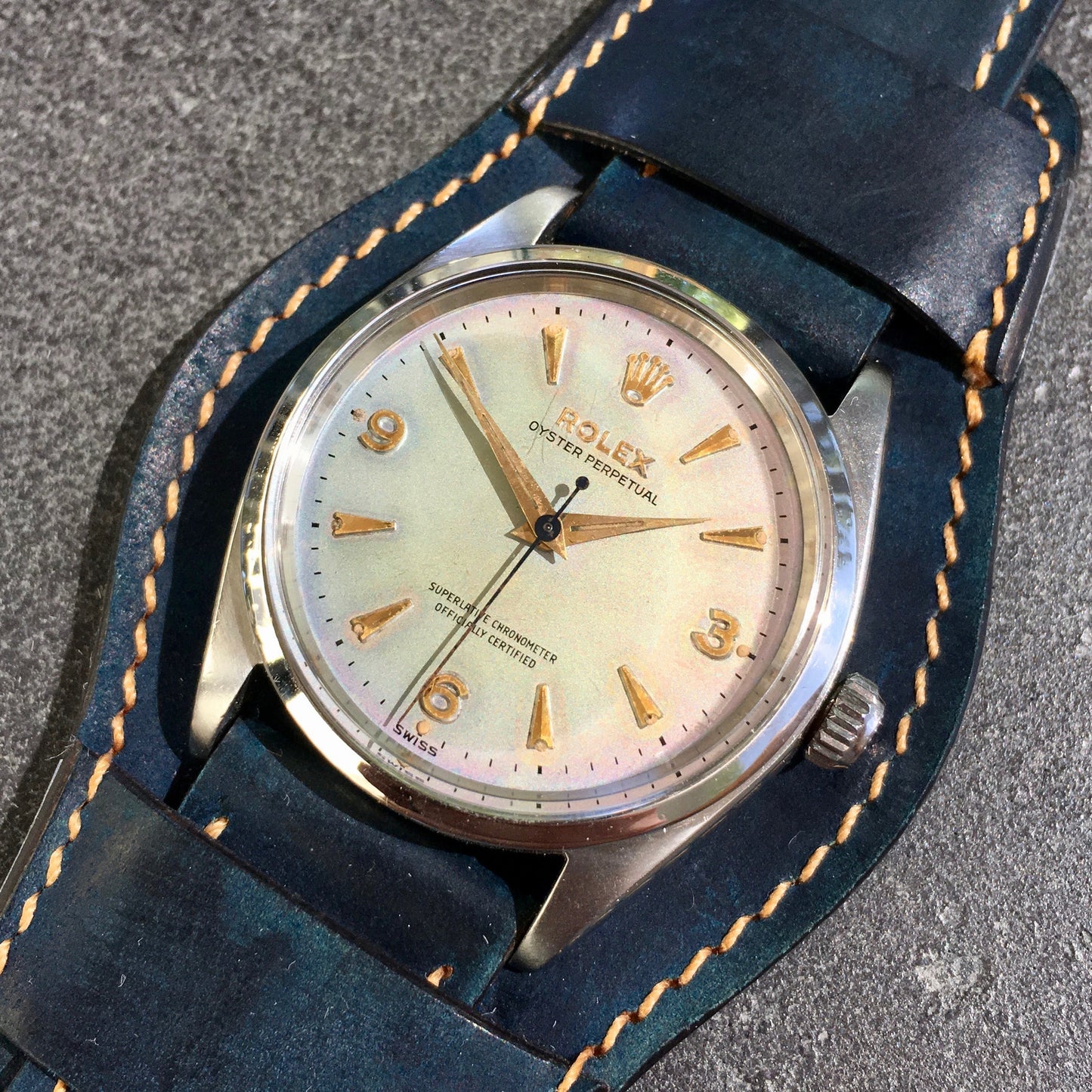 Vintage Rolex Oyster Perpetual 1002 RARE Iridescent Stainless Steel 1960 Wristwatch - Hashtag Watch Company