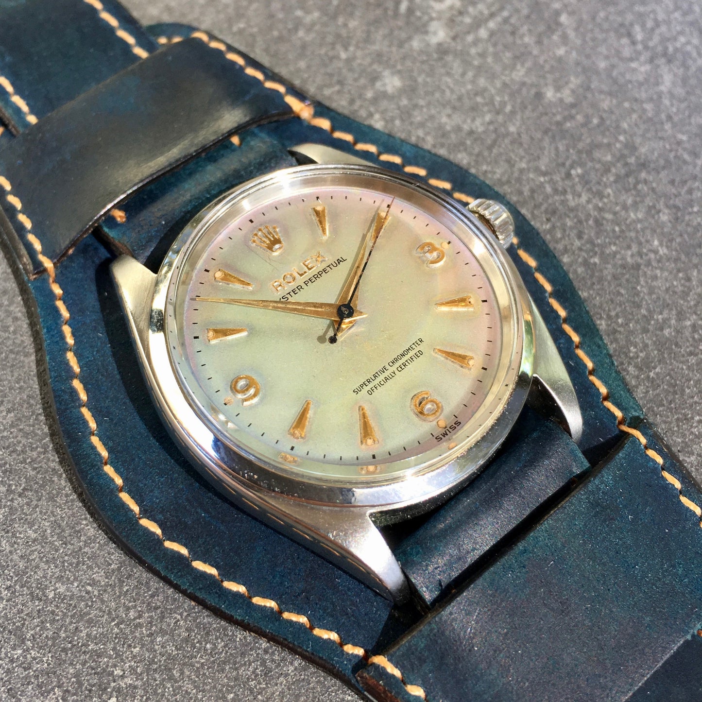 Vintage Rolex Oyster Perpetual 1002 RARE Iridescent Stainless Steel 1960 Wristwatch - Hashtag Watch Company