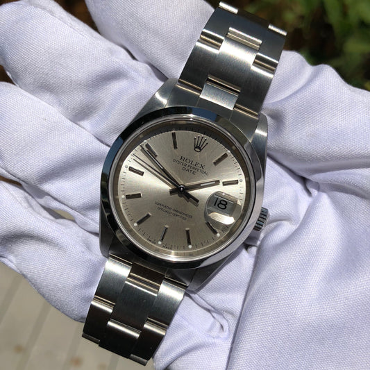 Rolex Date 15200 Oyster Perpetual Stainless Steel Silver Date Automatic Wristwatch Box & Papers Circa 2005 LNOS - Hashtag Watch Company