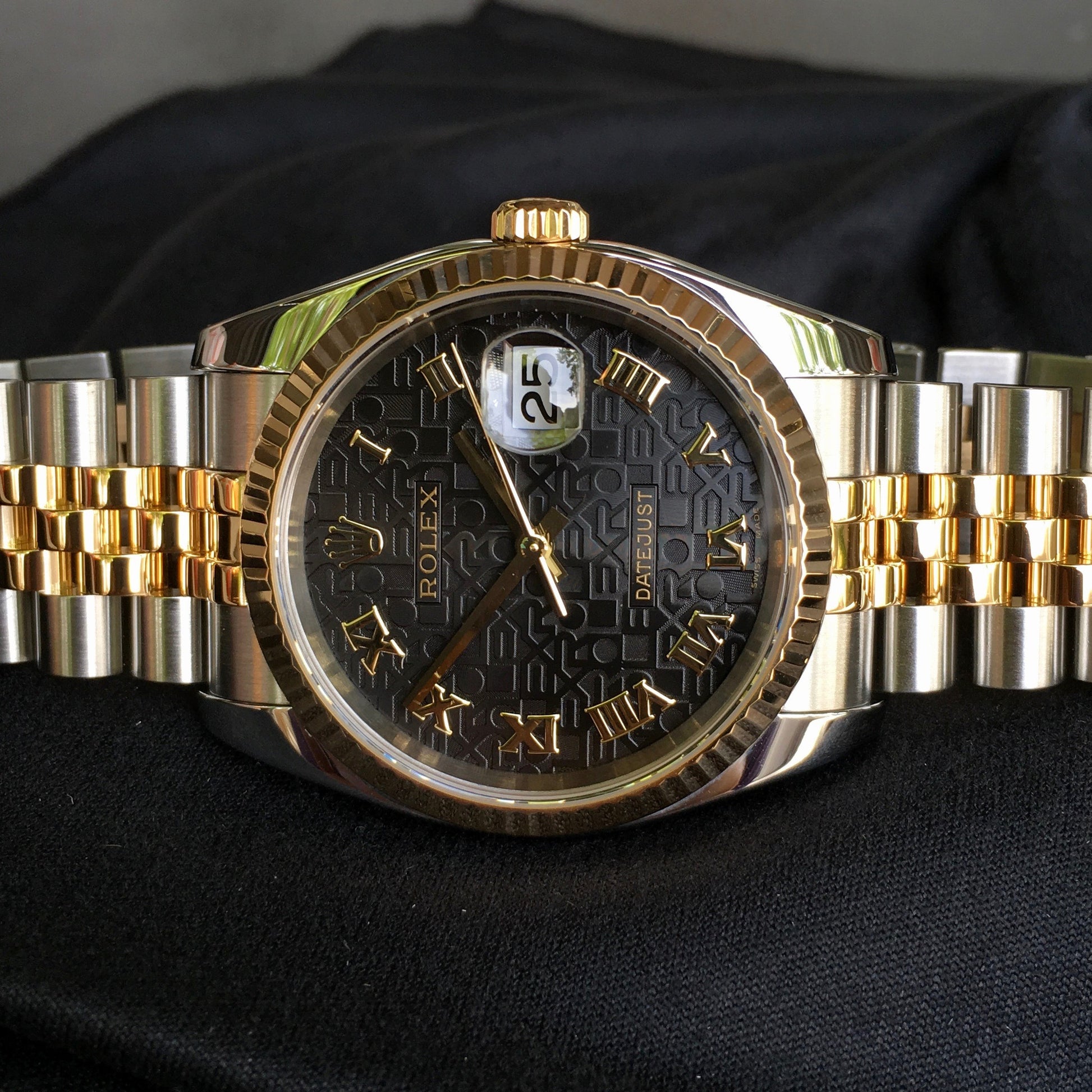 Rolex Datejust 116233 Black 50th Anniversary Jubilee Cal. 3135 Two Tone Steel 18K Wristwatch Circa 2005 - Hashtag Watch Company