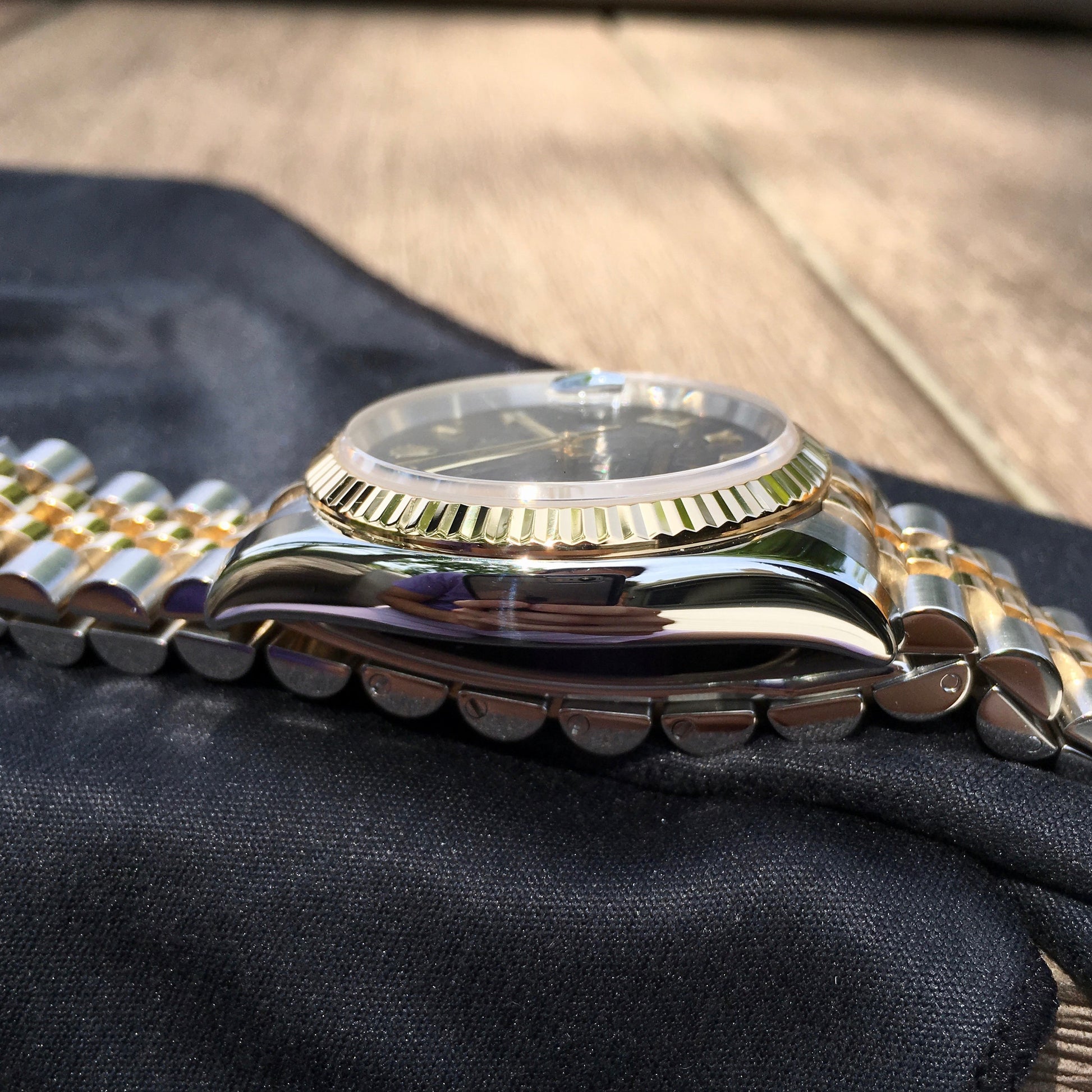 Rolex Datejust 116233 Black 50th Anniversary Jubilee Cal. 3135 Two Tone Steel 18K Wristwatch Circa 2005 - Hashtag Watch Company