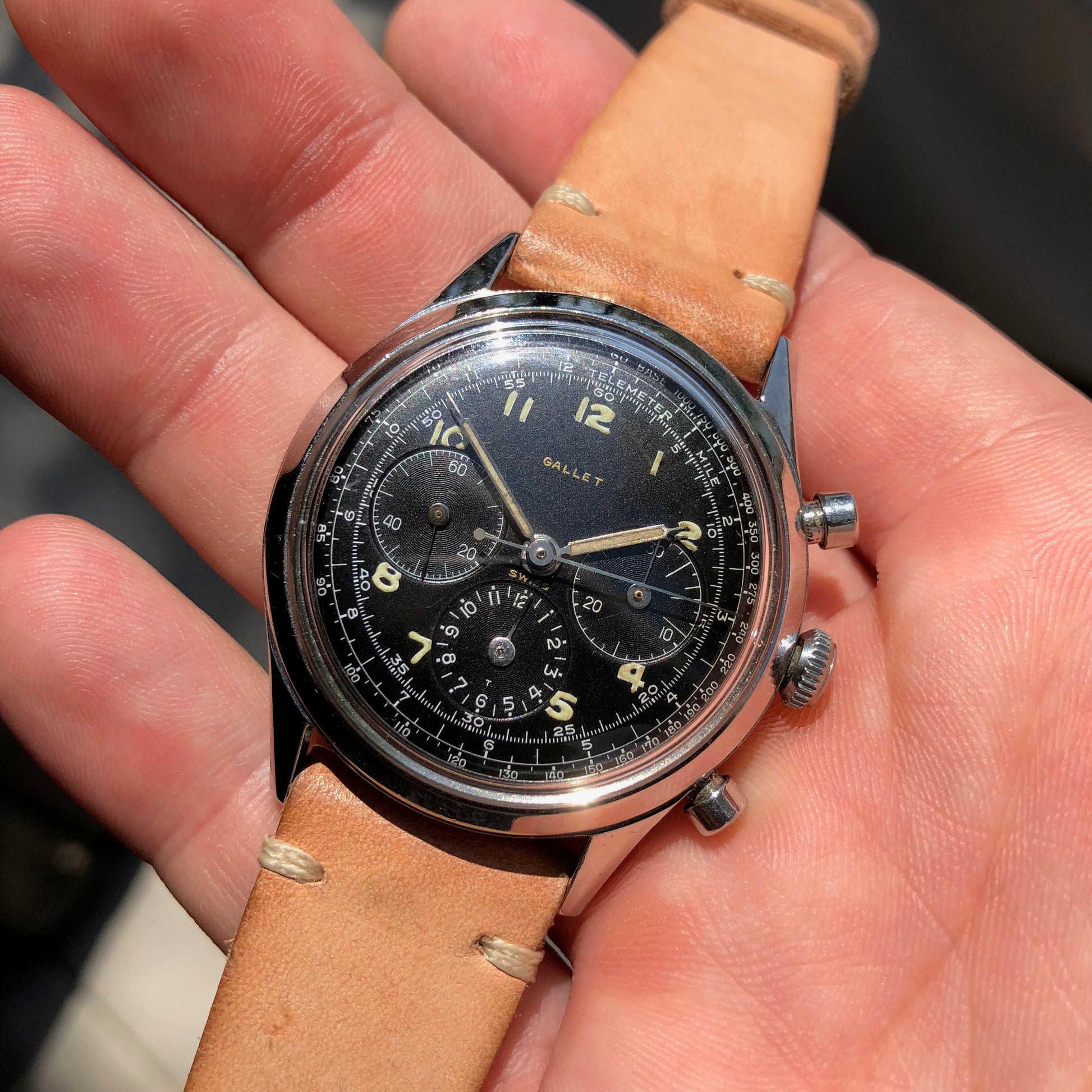 Vintage Gallet Multichron Jim Clark Excelsior Park Steel Chronograph Wristwatch - Hashtag Watch Company