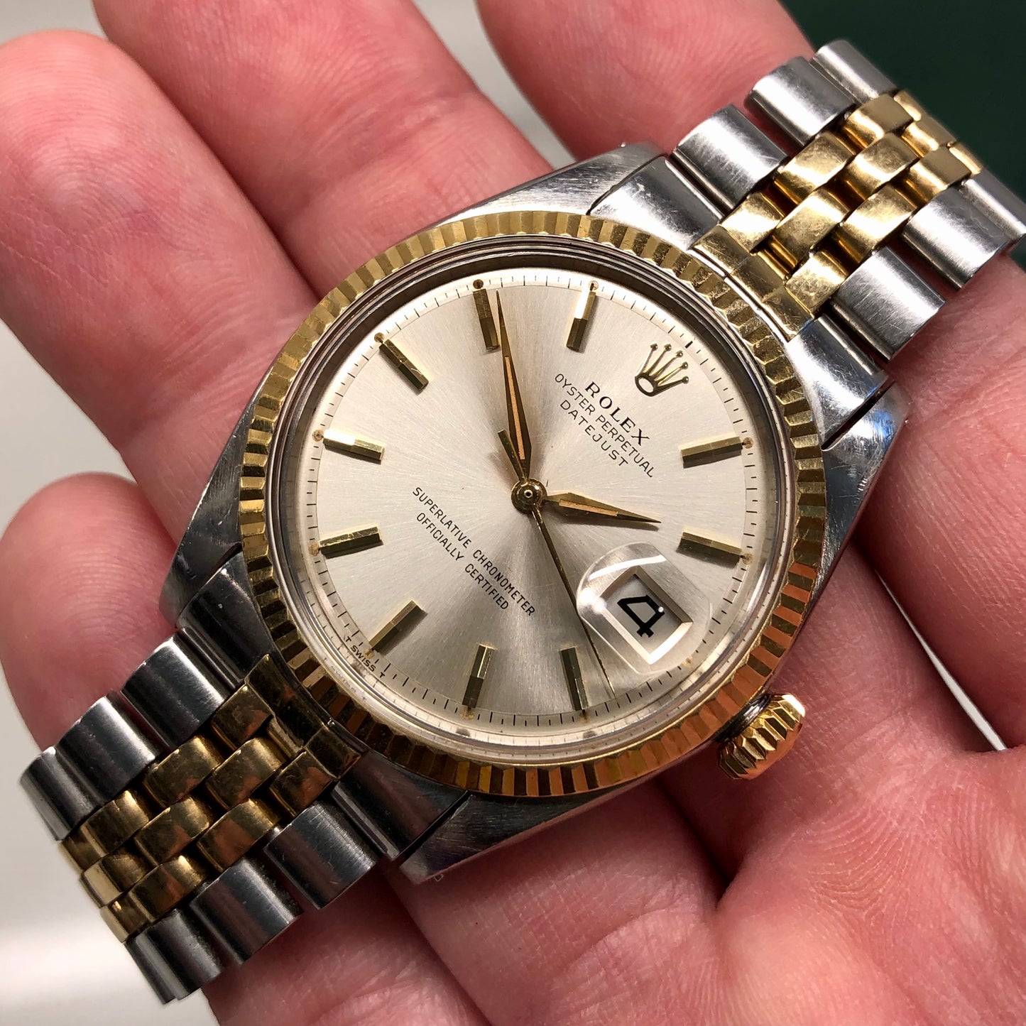 1964 Rolex Datejust 1601 Silver Two Tone Big Logo Jubilee Sword Hands Automatic Wristwatch - Hashtag Watch Company