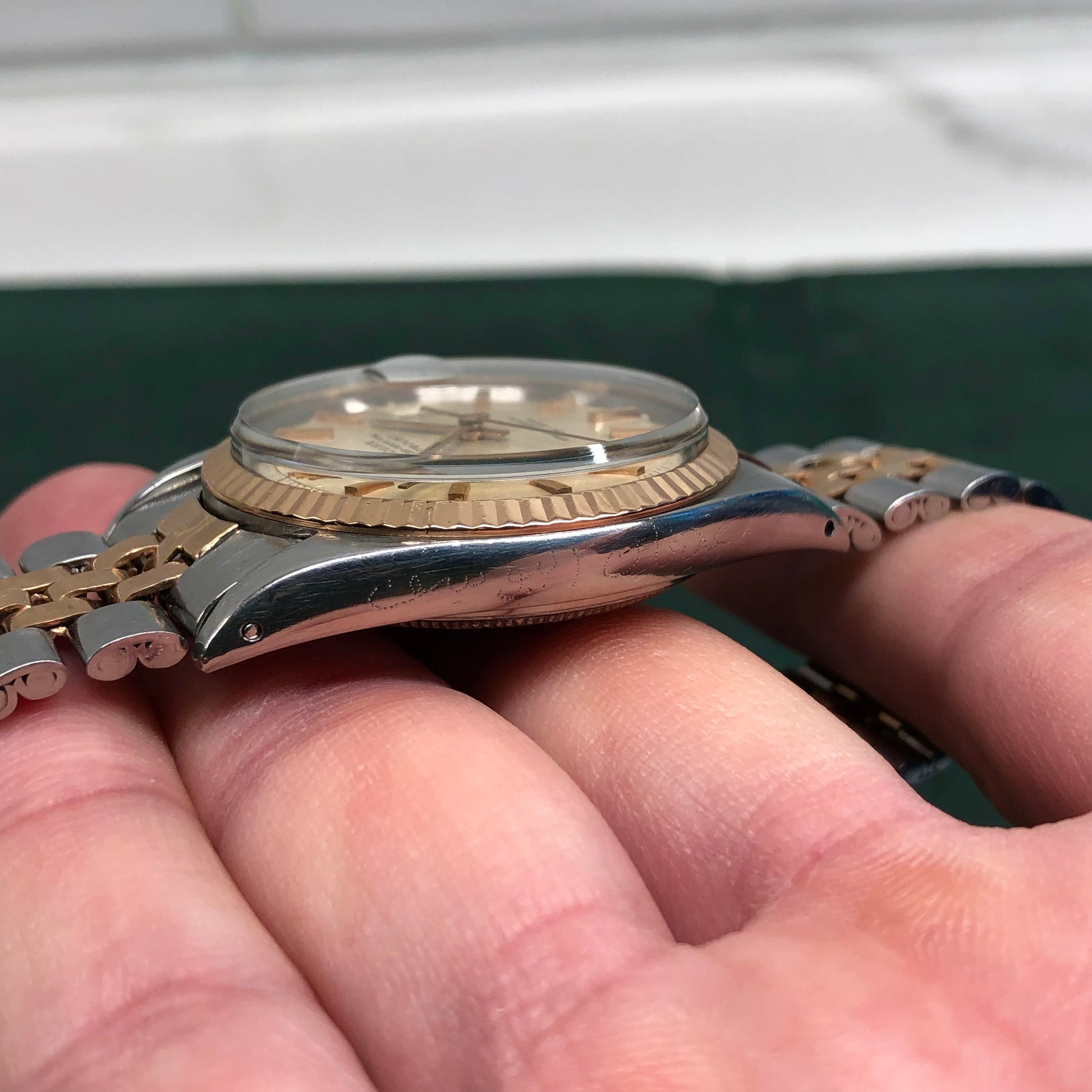 1968 Rolex Datejust 1601 Two Tone Rose Gold Steel Fluted Bezel Jubilee Wristwatch - Hashtag Watch Company