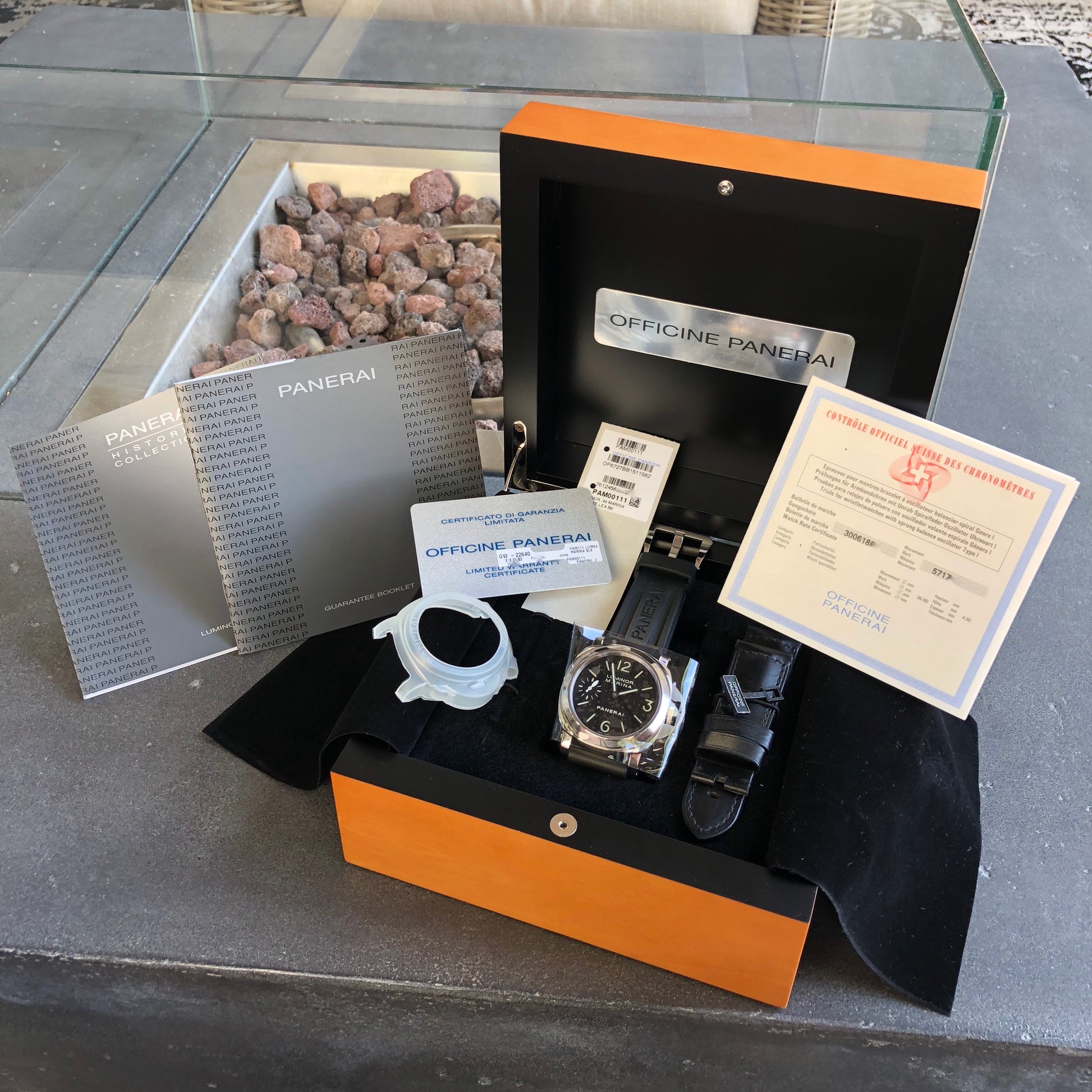 Panerai Luminor Marina PAM 111 Sandwich Dial Black 44mm Manual Wind Box Papers Circa 2012 - Hashtag Watch Company