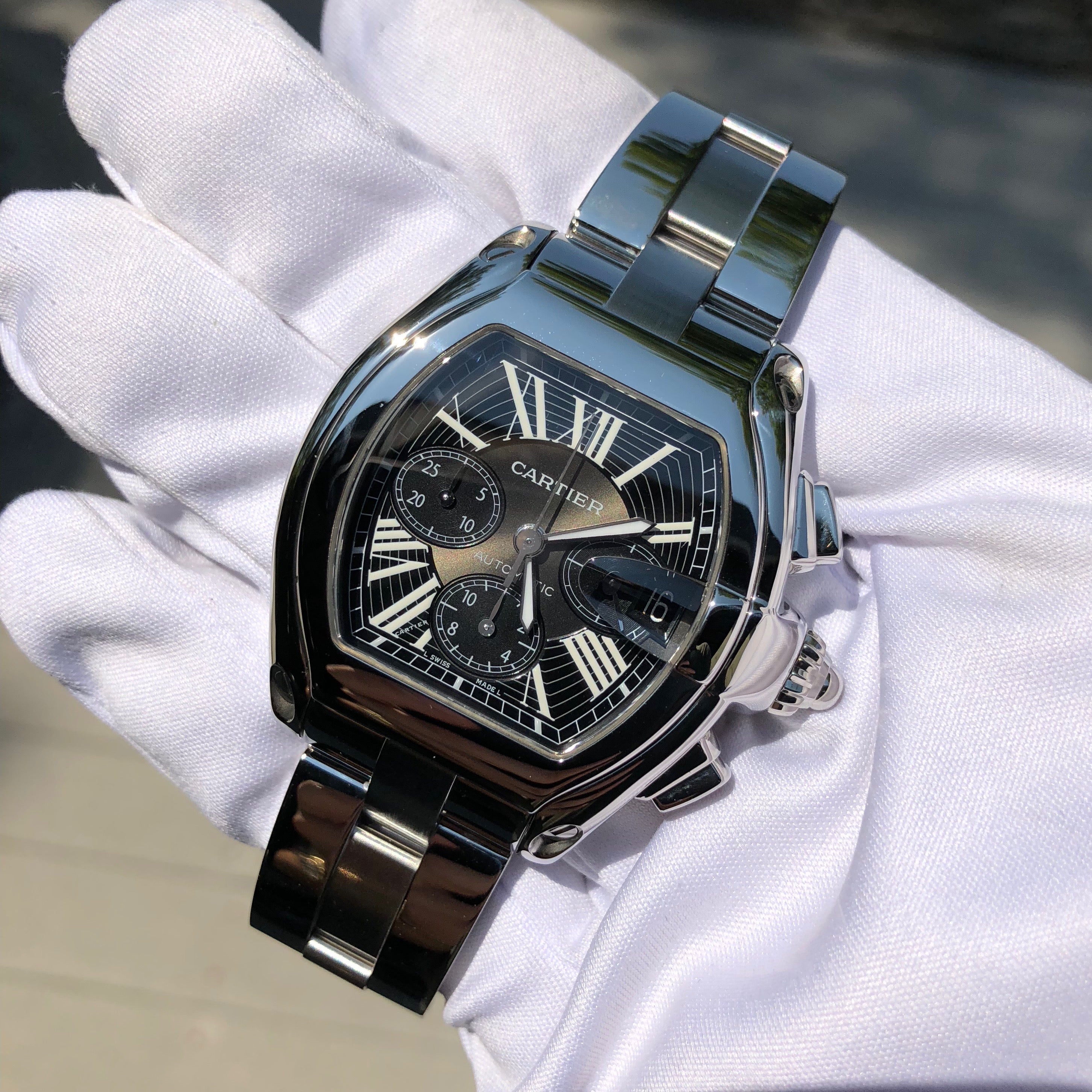 Cartier Roadster XL 2618 Chronograph Black Steel Automatic