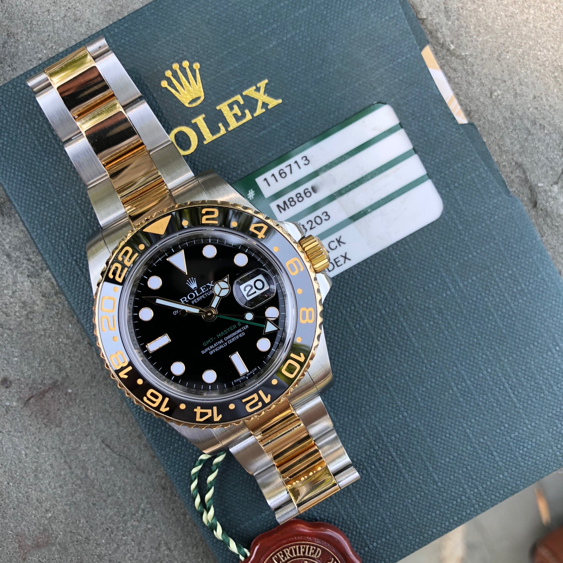 Rolex GMT Master II 116713 Two Tone Steel Gold "M" Serial Watch Box Papers Circa 2007 - Hashtag Watch Company