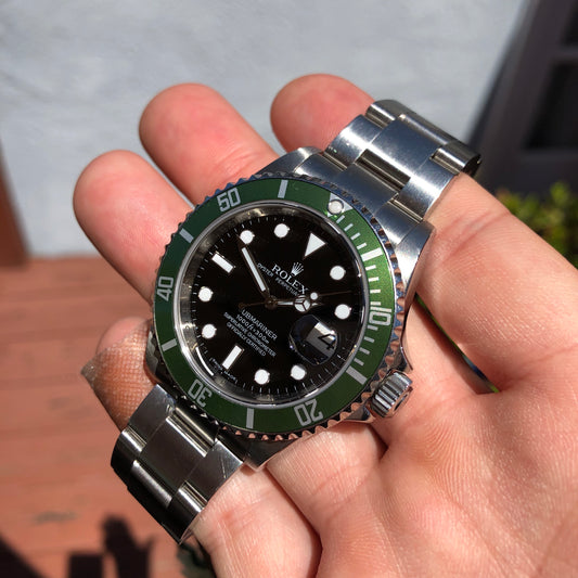 Rolex Submariner Date 16610LV 50th Anniversary Kermit Steel Full Set Box Papers Rehault Circa 2008 - Hashtag Watch Company