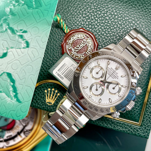 2003 Rolex Daytona Cosmograph 116520 White Steel Oyster Automatic Chronograph - Hashtag Watch Company