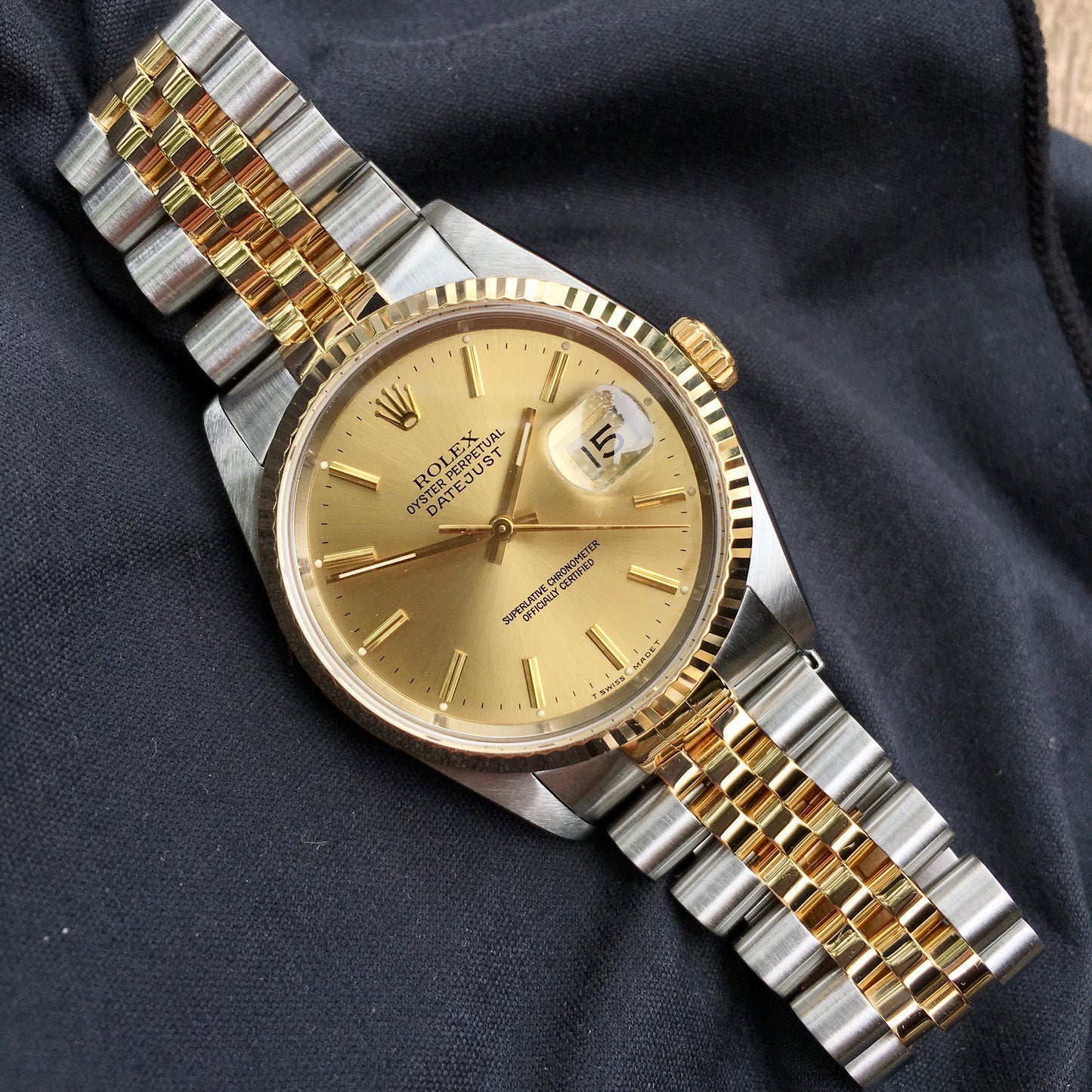 Rolex Datejust 16233 Two Tone Champagne Stick Automatic Wristwatch Circa 1991 - Hashtag Watch Company