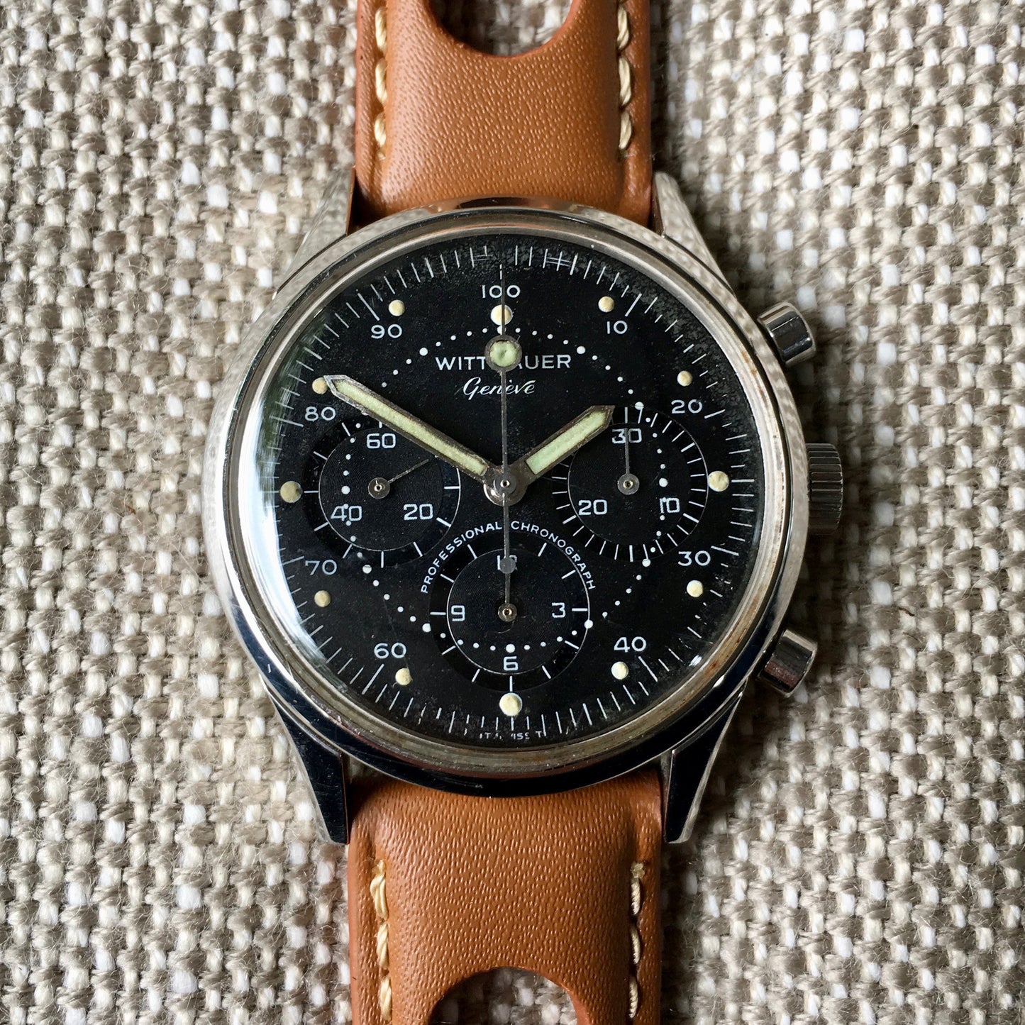 Vintage Wittnauer Professional Chronograph 242T Steel Wristwatch Valjoux 72 Wristwatch - Hashtag Watch Company