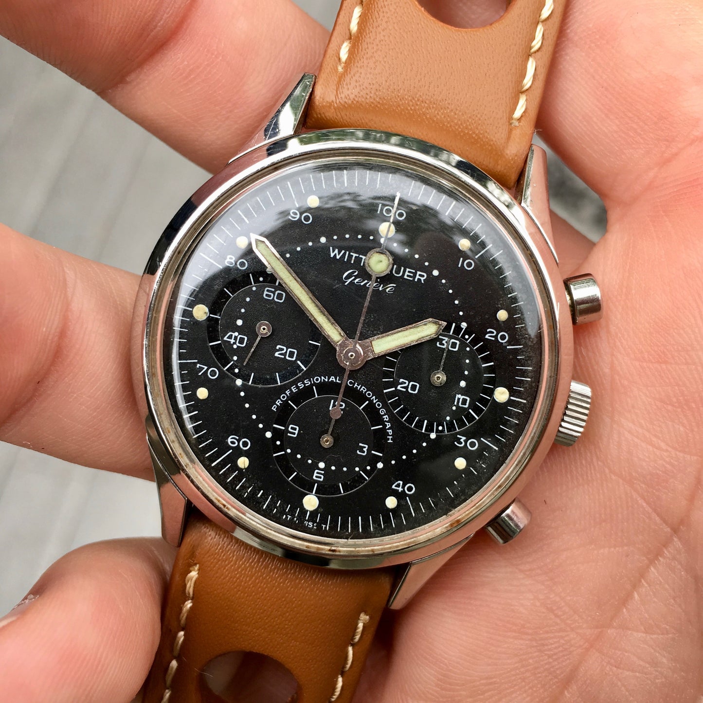 Vintage Wittnauer Professional Chronograph 242T Steel Wristwatch Valjoux 72 Wristwatch - Hashtag Watch Company