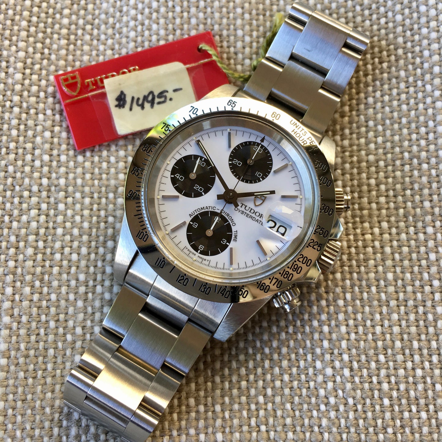 Tudor Big Block 79180 Steel Chronograph Panda Watch Like New Old Stock w/ Box & Papers Circa 1993 - Hashtag Watch Company