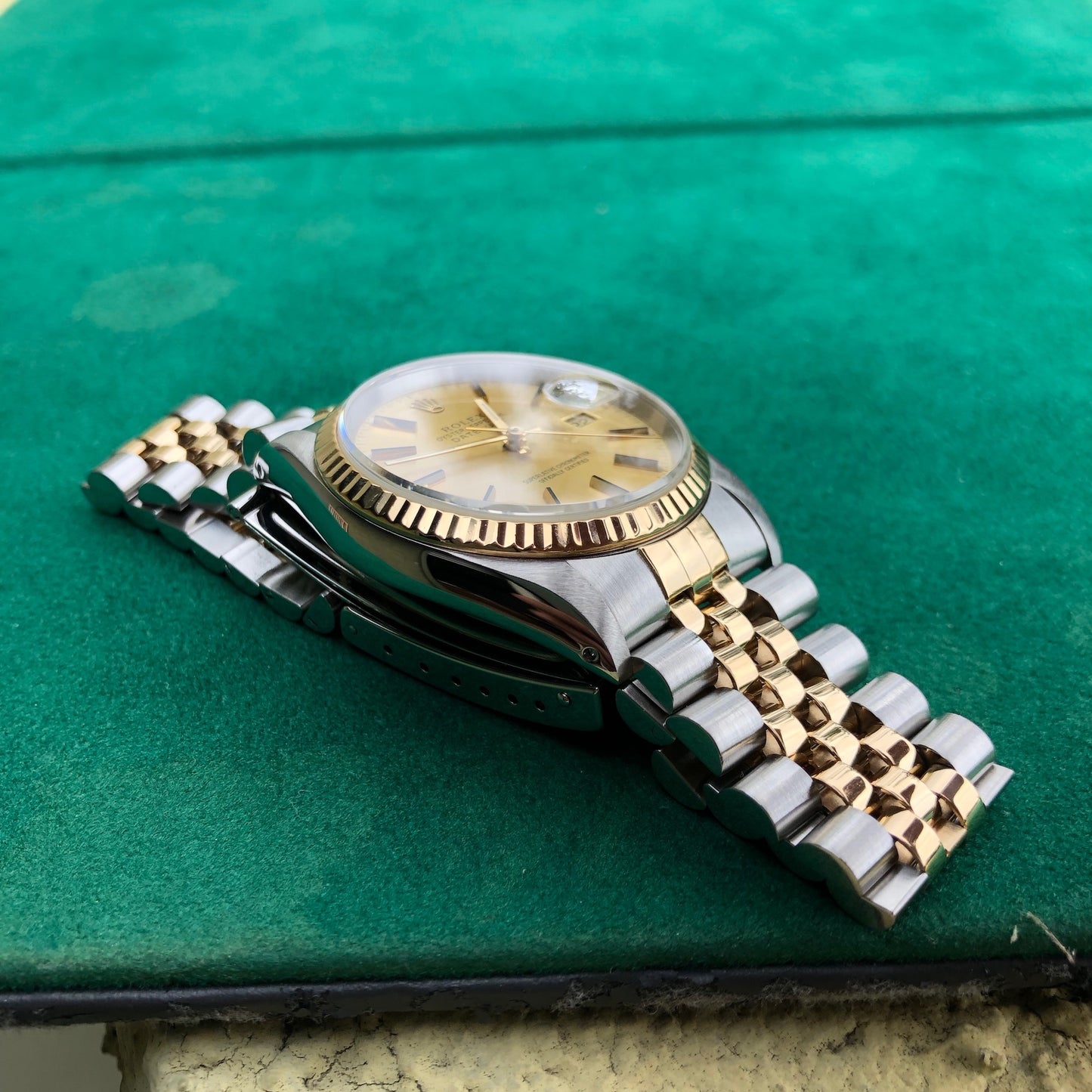 Rolex Datejust 16233 Two Tone Champagne Stick Automatic Wristwatch Box Papers Circa 1990 - Hashtag Watch Company