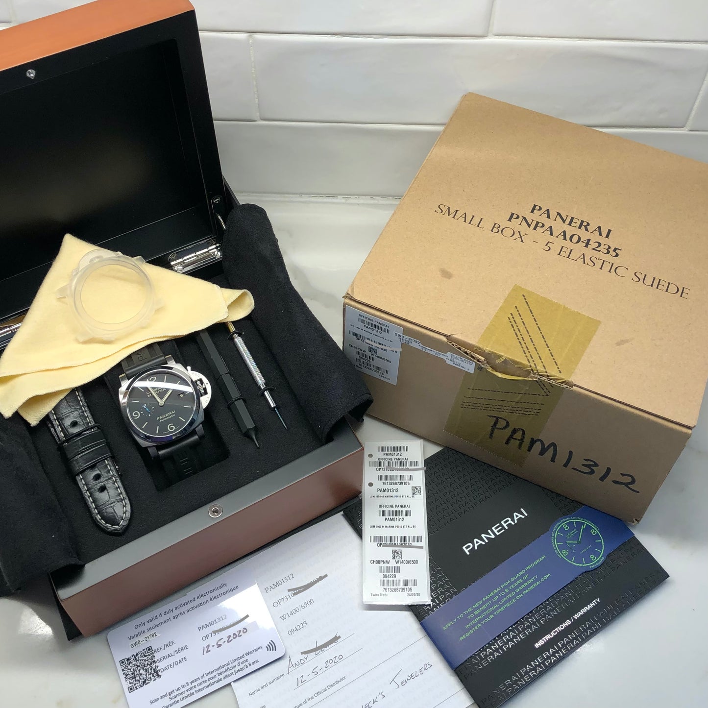 2020 Panerai Luminor Marina 1950 PAM 01312 44mm Automatic Wristwatch Box Papers - Hashtag Watch Company