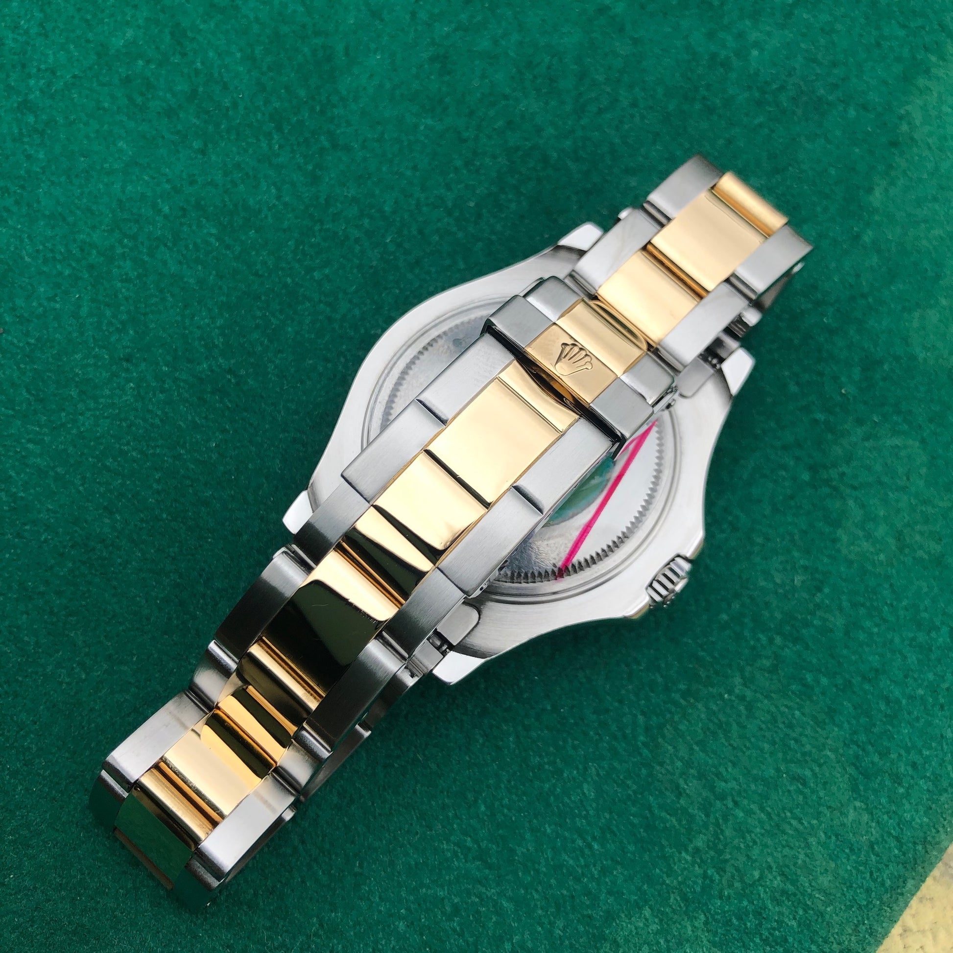 Rolex Yachtmaster 168623 Two Tone Steel Gold 35mm White Oyster Wristwatch Box Papers - Hashtag Watch Company