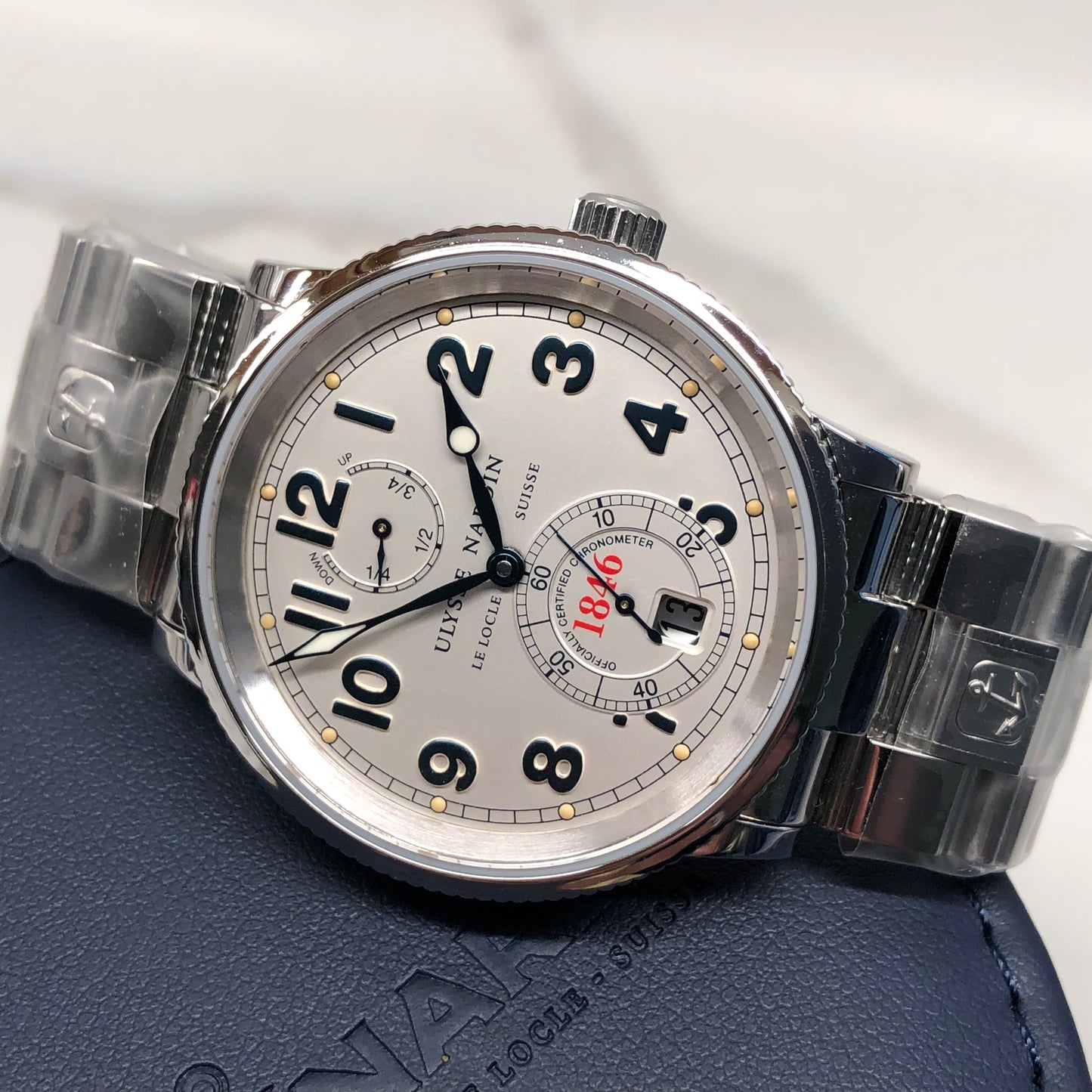 Ulysse Nardin Marine Chronometer 1846 T-263-22 Silver Dial Automatic 38mm Wristwatch with Service Papers - Hashtag Watch Company