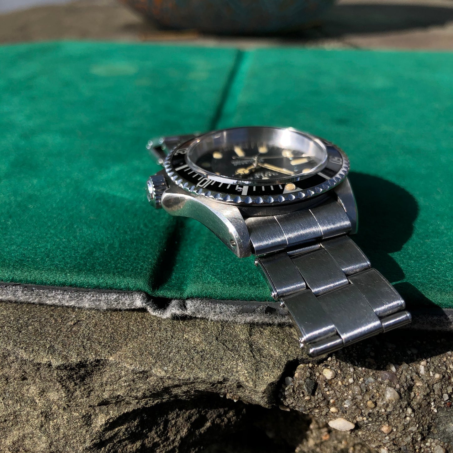 Vintage Rolex Submariner 5513 Meters First Dial Matte Black Wristwatch Circa 1968 Box Papers - Hashtag Watch Company