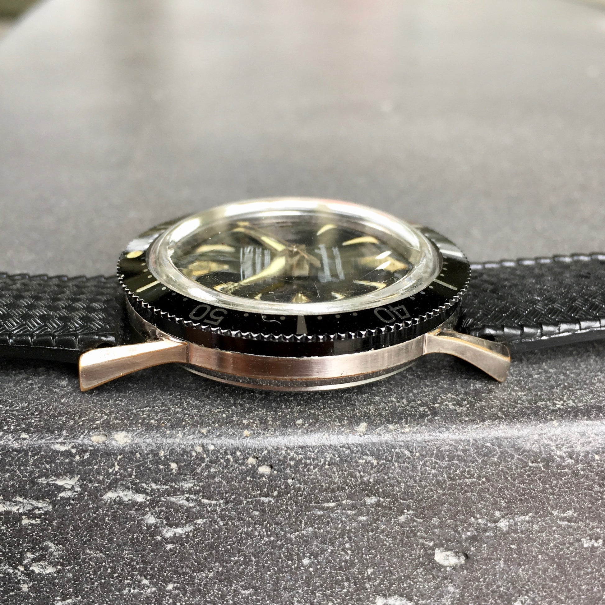 Vintage Monvis Glucydur Divers Incabloc Automatic Date Black Stainless Steel Wristwatch - Hashtag Watch Company