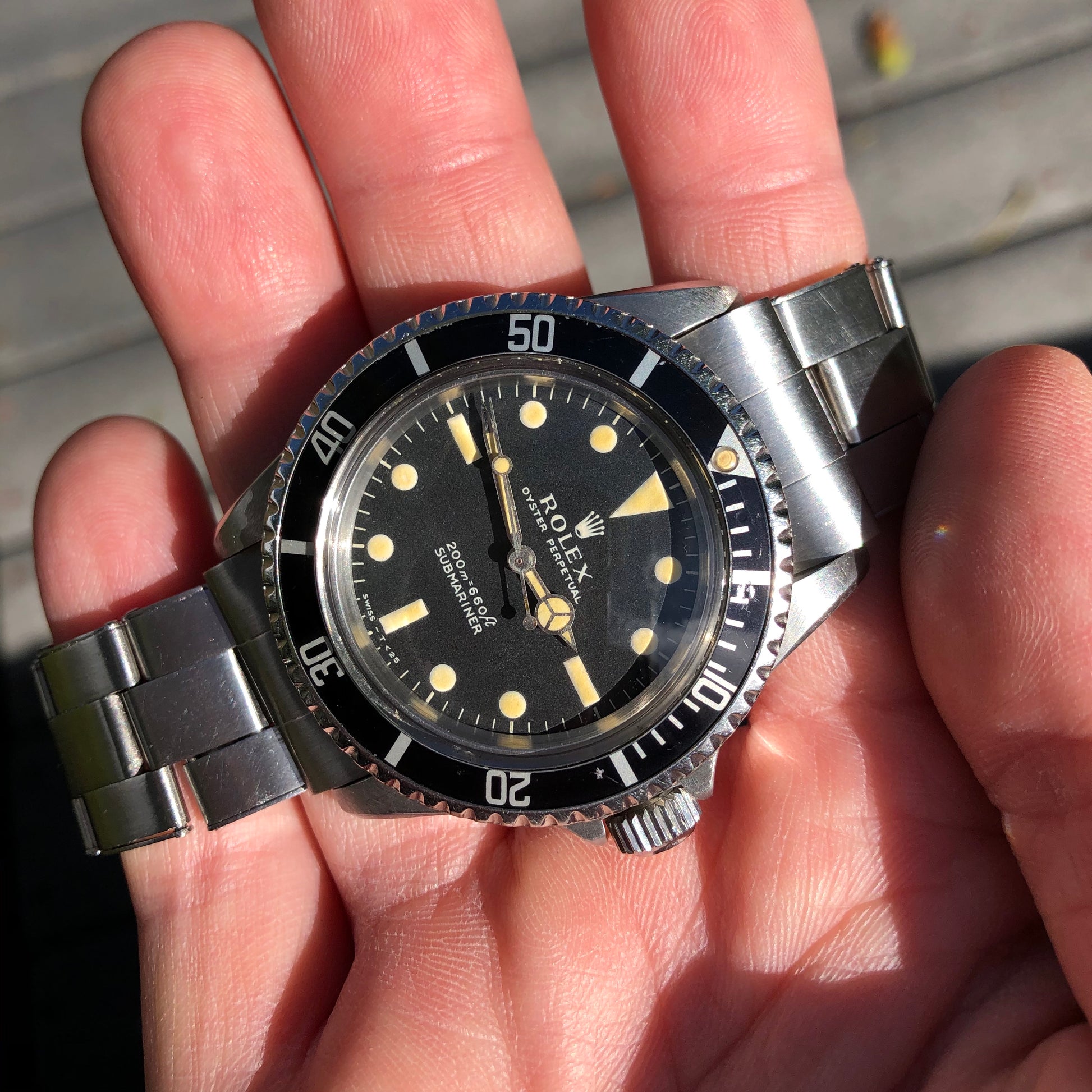 Vintage Rolex Submariner 5513 Meters First Dial Matte Black Wristwatch Circa 1968 Box Papers - Hashtag Watch Company