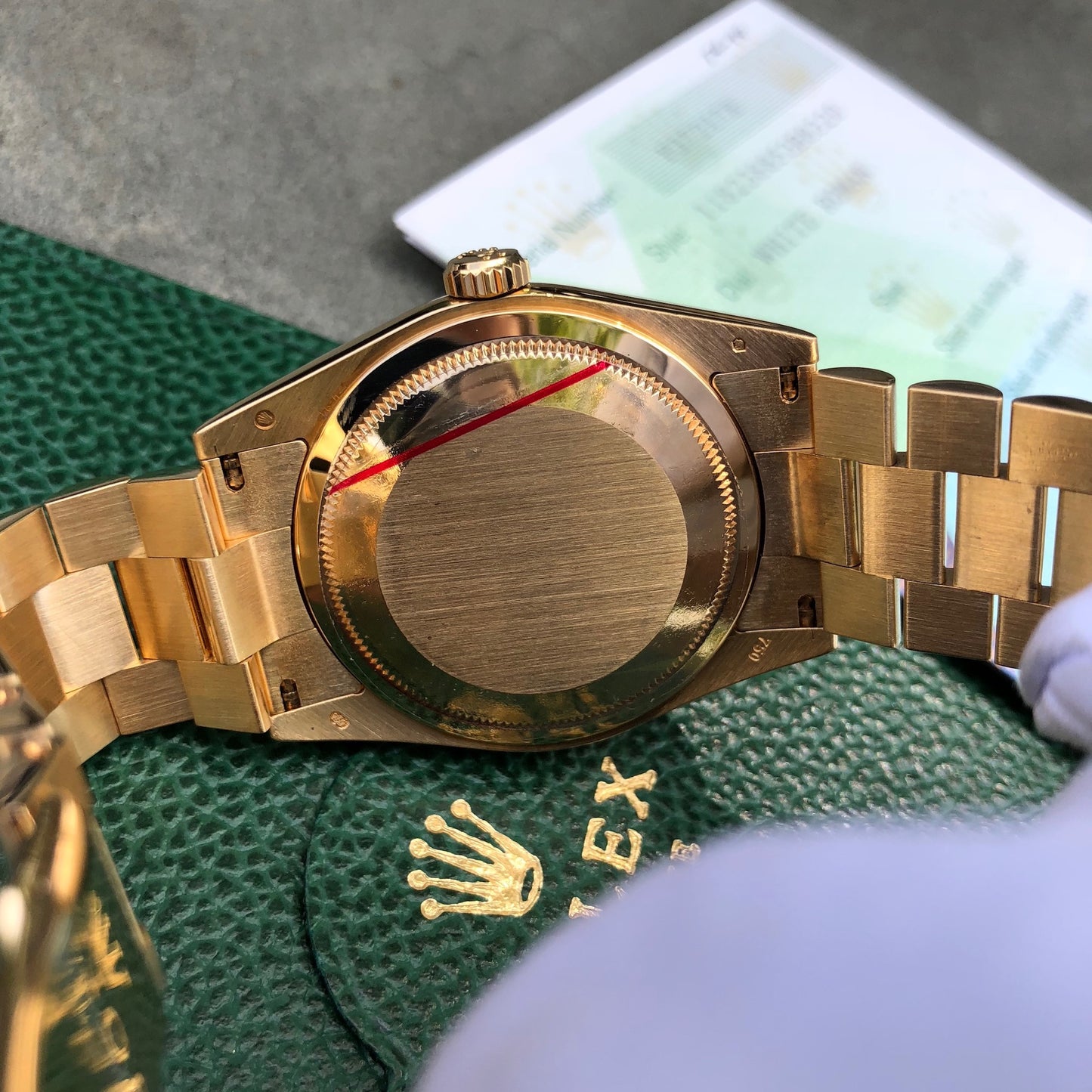 Rolex President 118238 Day Date 18K Yellow Gold White Roman Wristwatch Box Papers - Hashtag Watch Company