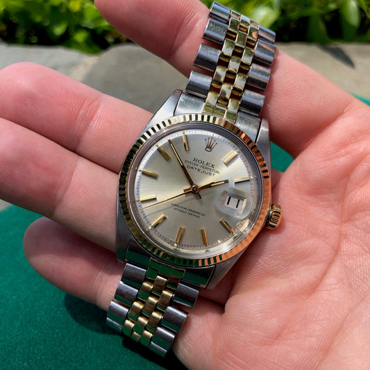 Vintage Rolex Datejust 1601 Steel Gold Two Tone Jubilee Silver Automatic Wristwatch Circa 1967 - Hashtag Watch Company