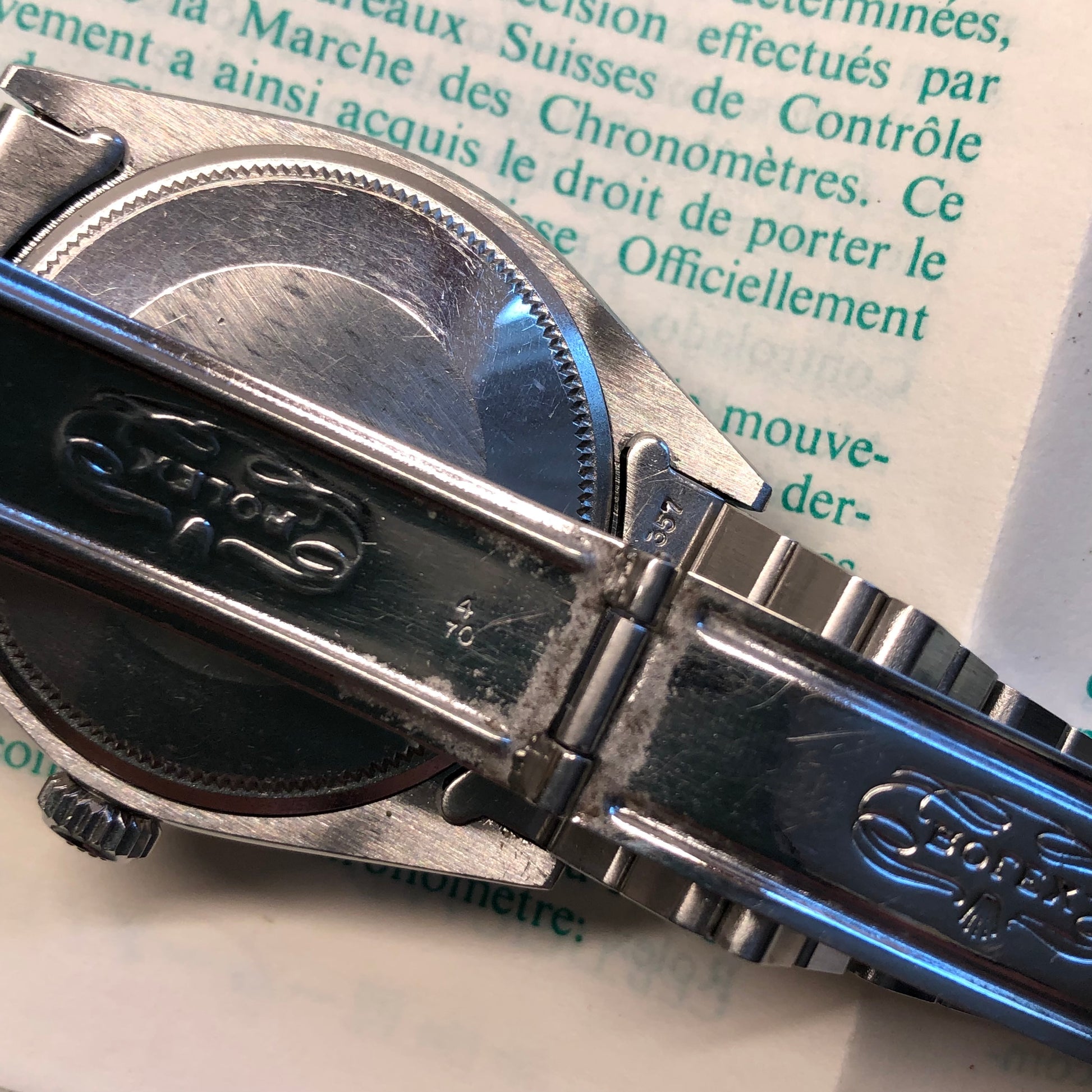 1970 Rolex Date 1501 Steel Engine Turned Oyster Silver Dial Wristwatch with PX Store Recepit and Punched Papers - Hashtag Watch Company