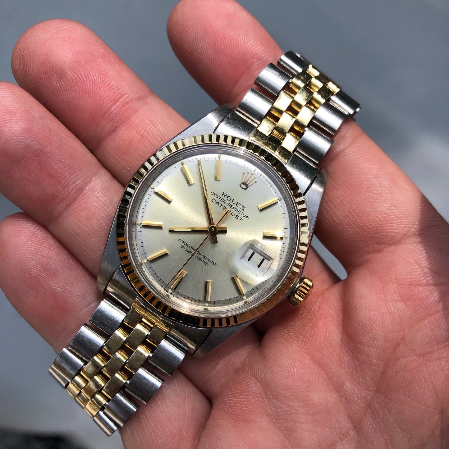 Vintage Rolex Datejust 1601 Steel Gold Two Tone Jubilee Silver Automatic Wristwatch Circa 1967 - Hashtag Watch Company