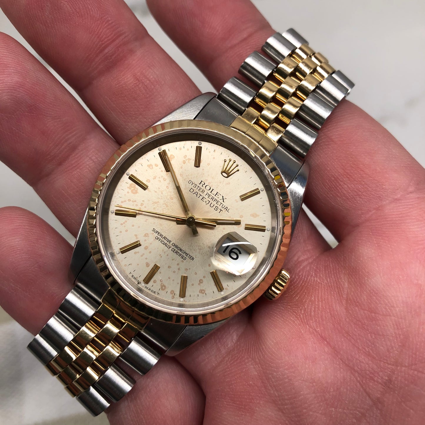 1991 Rolex Datejust 16233 Two Tone Jubilee Silver Automatic Wristwatch Box Papers - Hashtag Watch Company