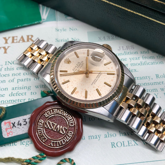 1991 Rolex Datejust 16233 Two Tone Jubilee Silver Automatic Wristwatch Box Papers - Hashtag Watch Company