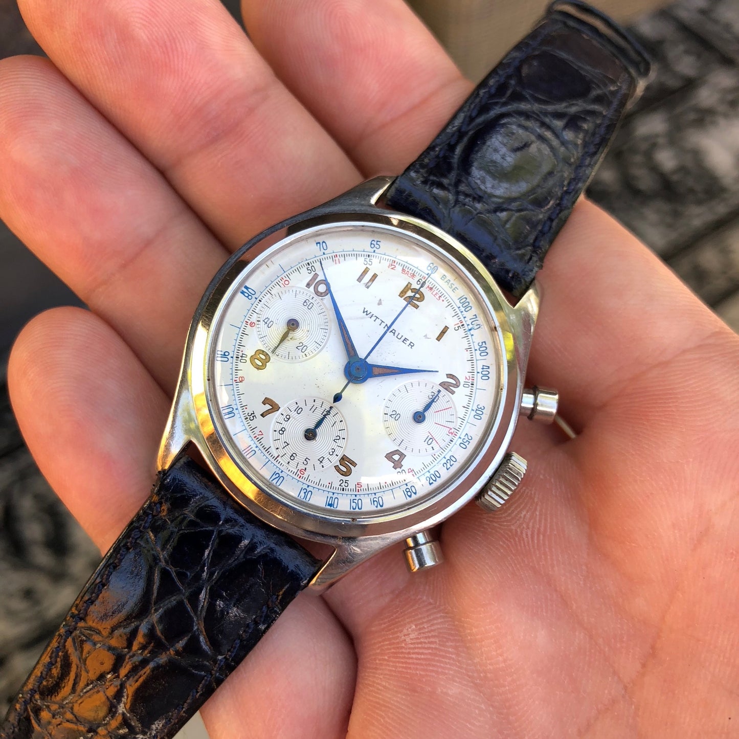 Vintage Wittnauer 800 Steel Chronograph Valjoux 72 35mm Wristwatch Circa 1960's - Hashtag Watch Company