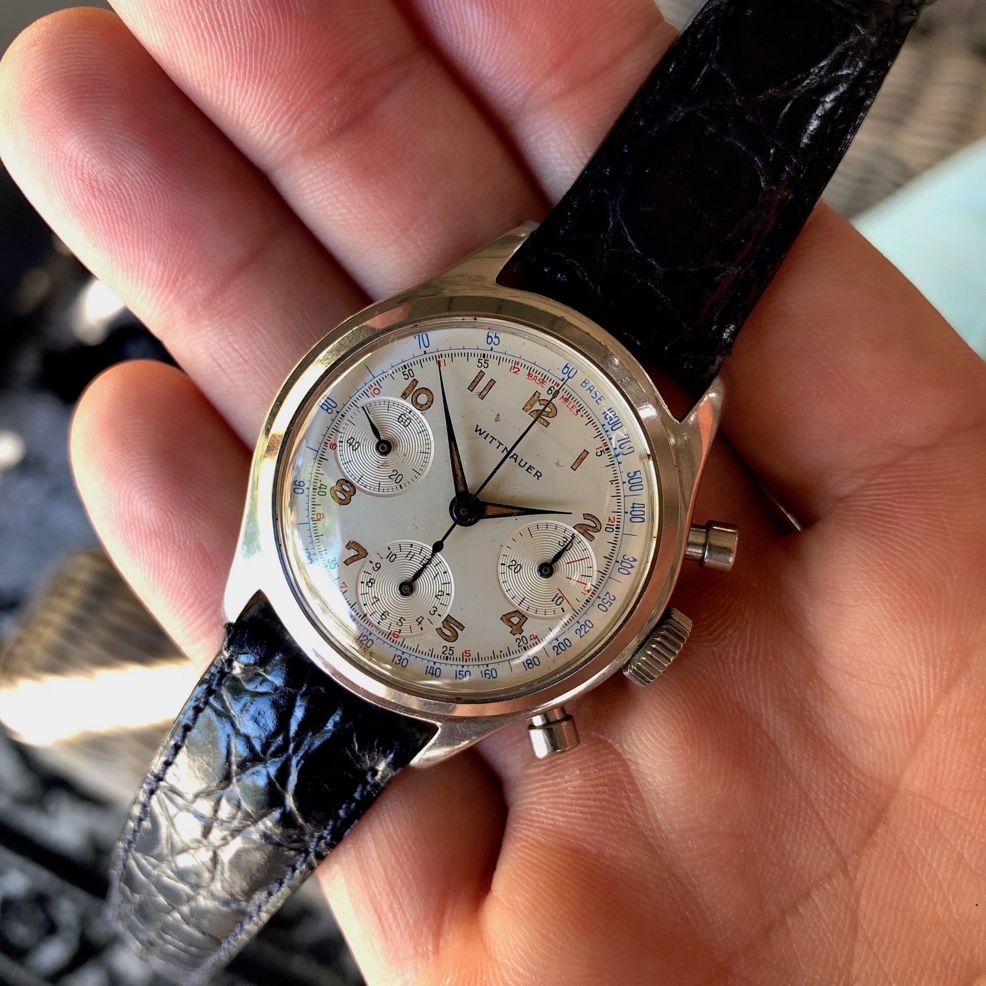 Vintage Wittnauer 800 Steel Chronograph Valjoux 72 35mm Wristwatch Circa 1960's - Hashtag Watch Company