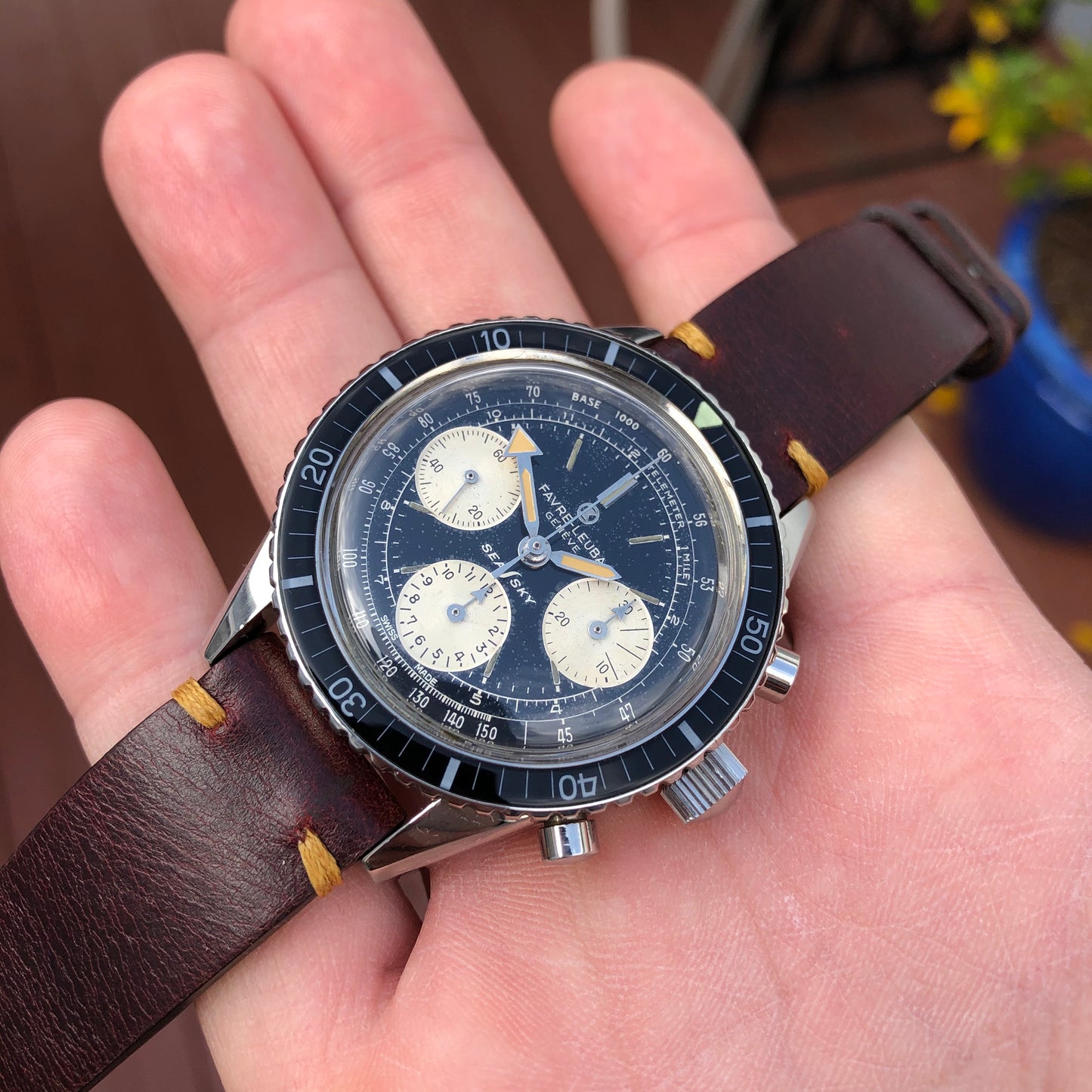 Vintage Favre Leuba Sea Sky 33033 Stainless Steel Chronograph Valjoux 72 Wristwatch - Hashtag Watch Company