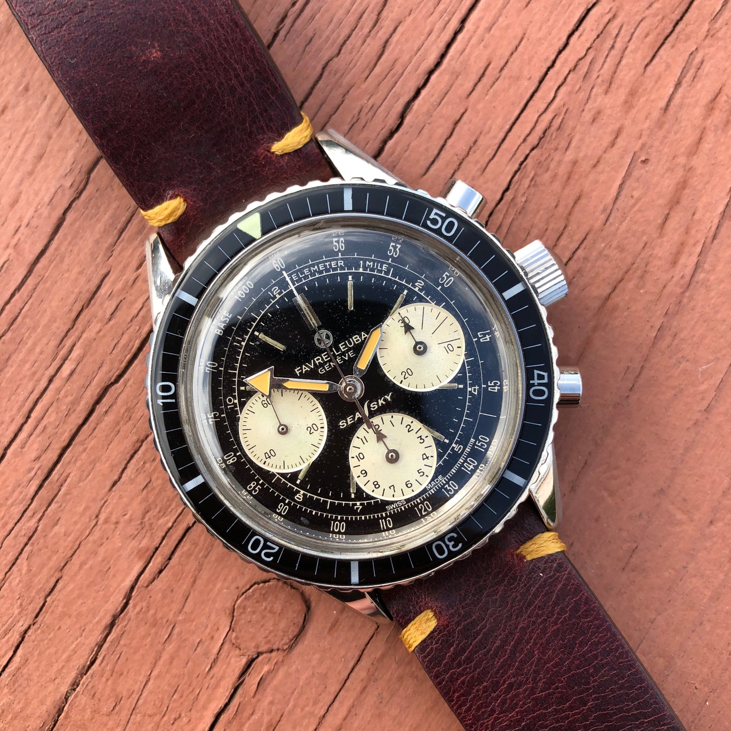 Vintage Favre Leuba Sea Sky 33033 Stainless Steel Chronograph Valjoux 72 Wristwatch - Hashtag Watch Company